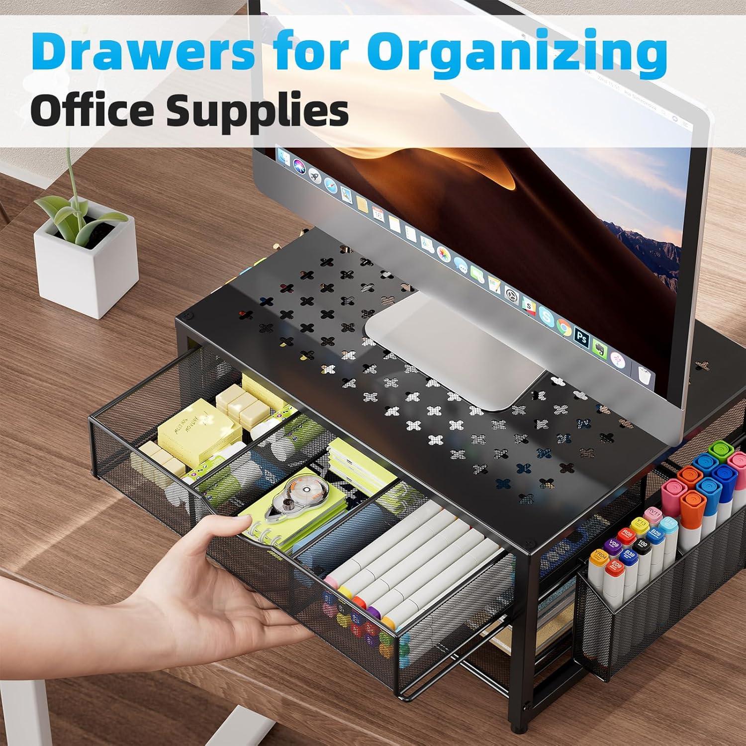 Soporte de impresora Marbrasse de metal con cajón y organizador