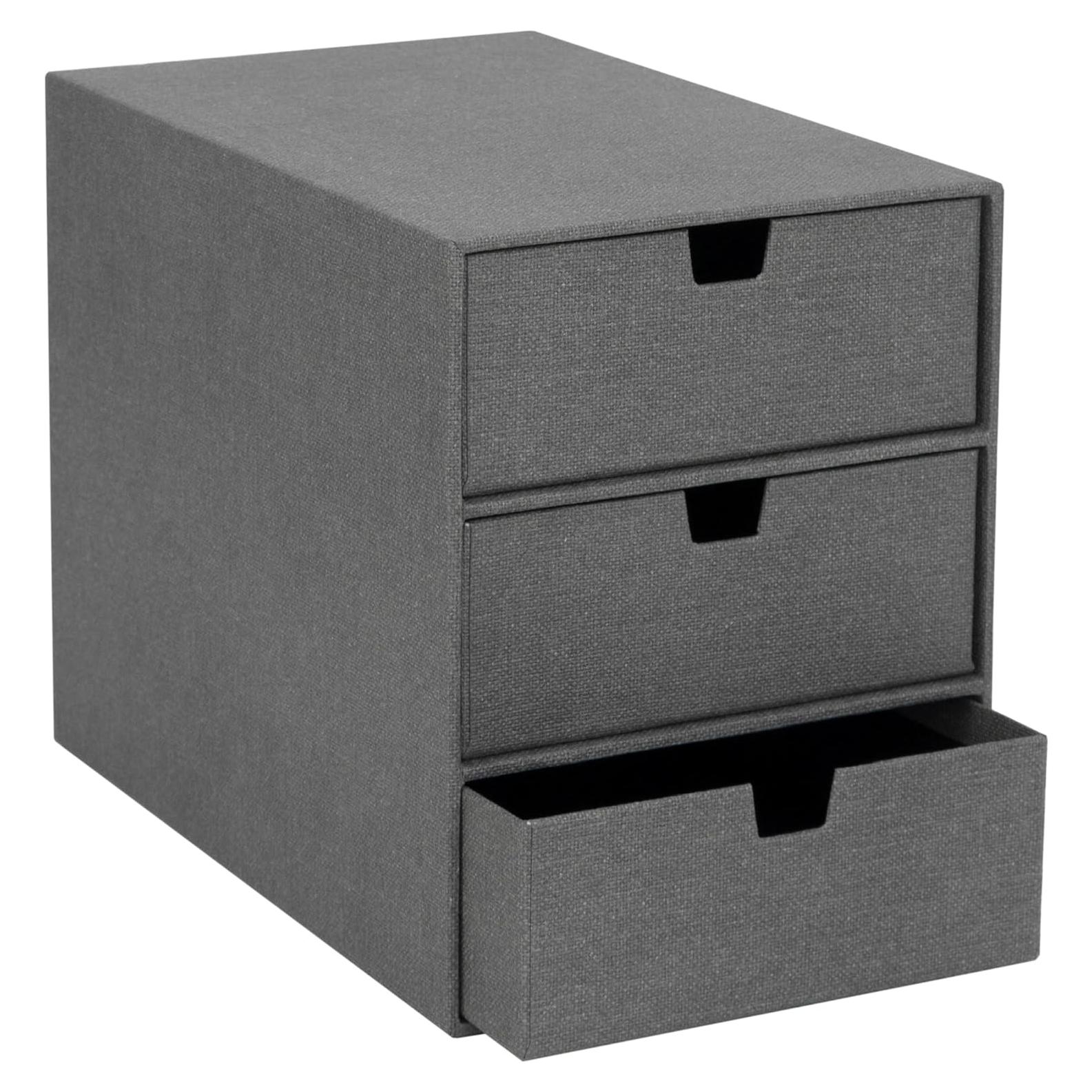 Organizador de Escritorio Bigso Ingrid 3 Cajones Lona Gris
