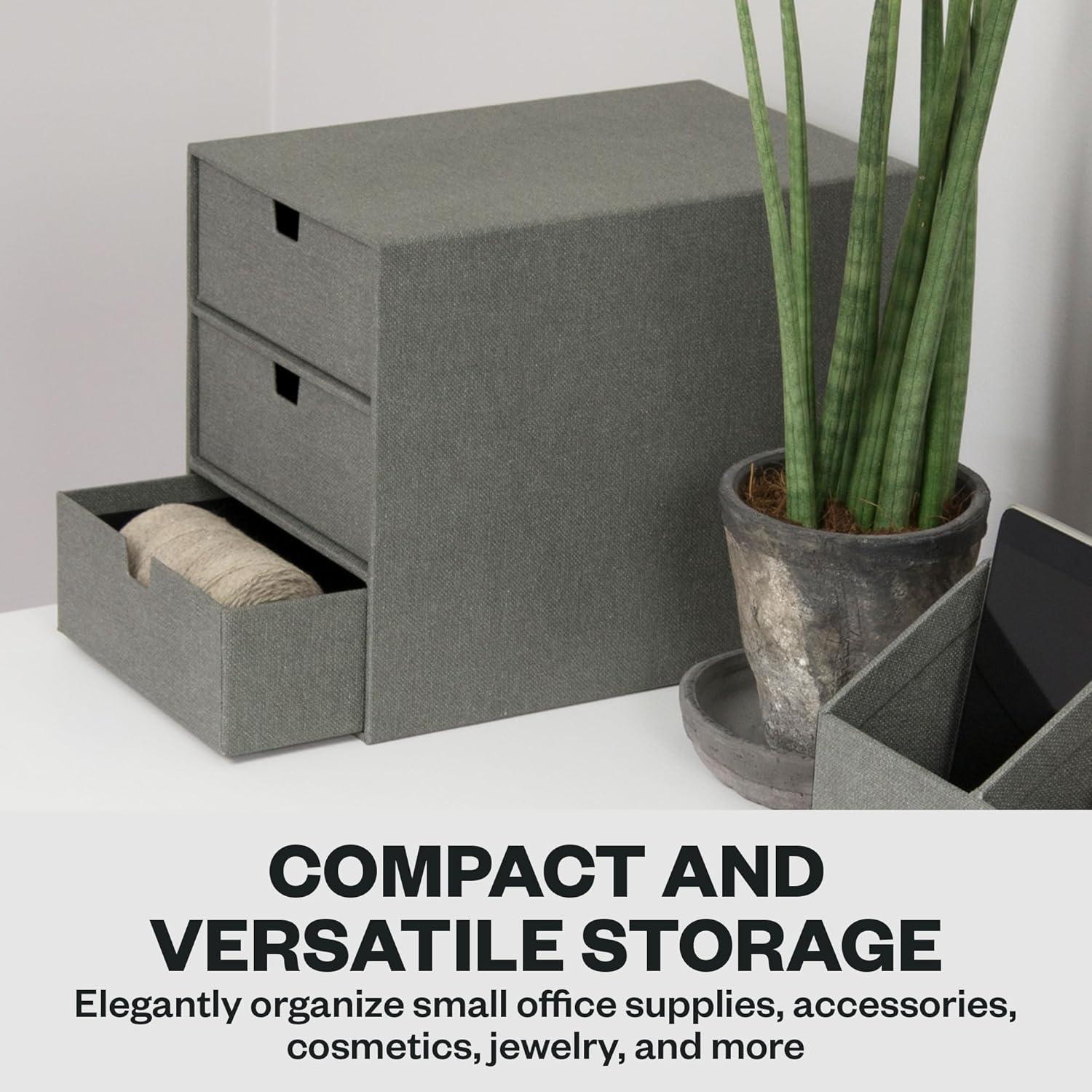 Organizador de Escritorio Bigso Ingrid 3 Cajones Lona Gris