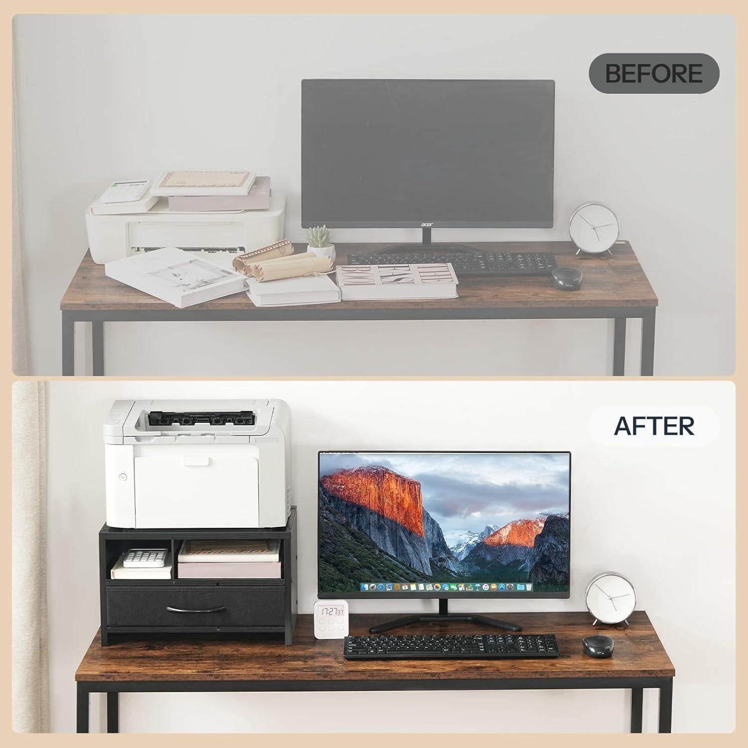 Soporte para Impresora HOOBRO BB08PS01, Estante Organizador Negro