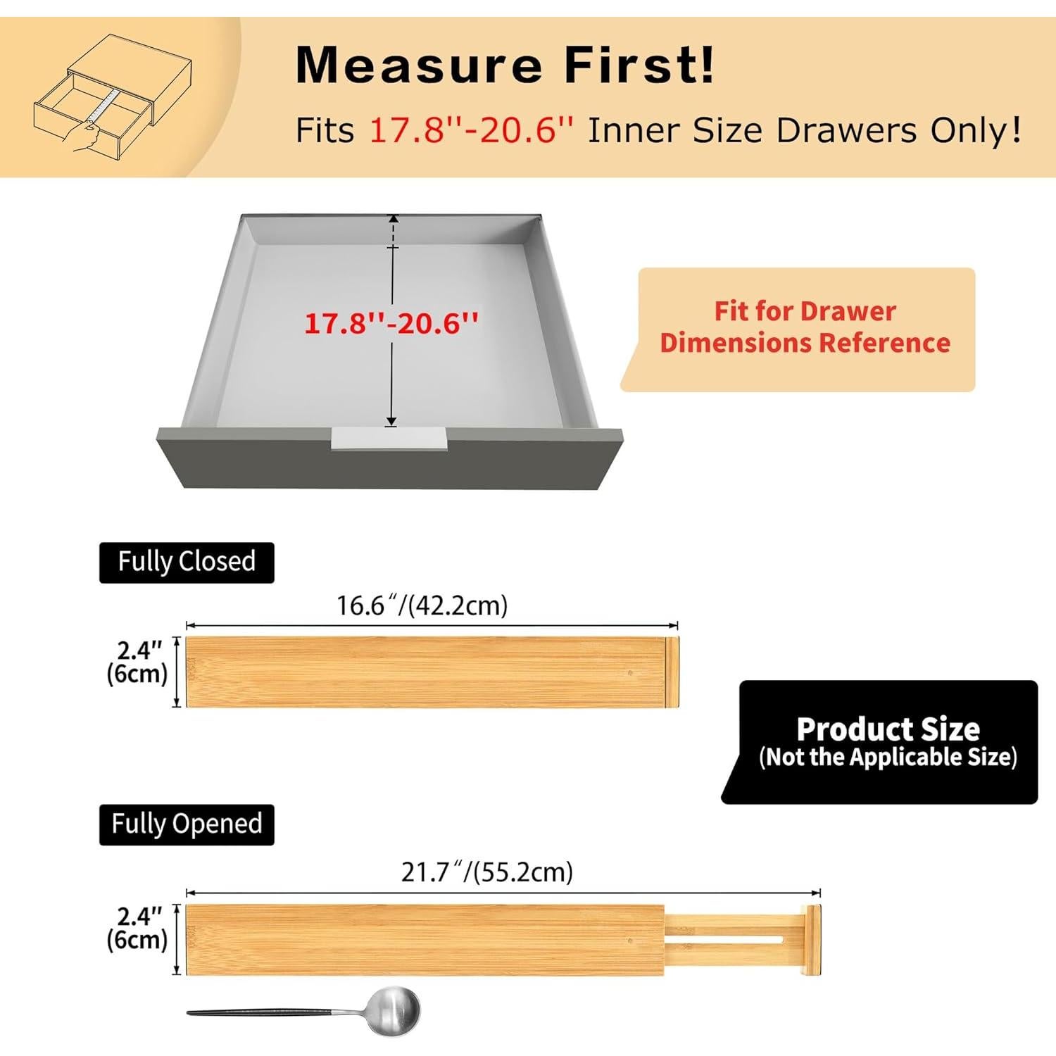 Divisores de Cajones Utoplike Grandes Ajustables de Bambú
