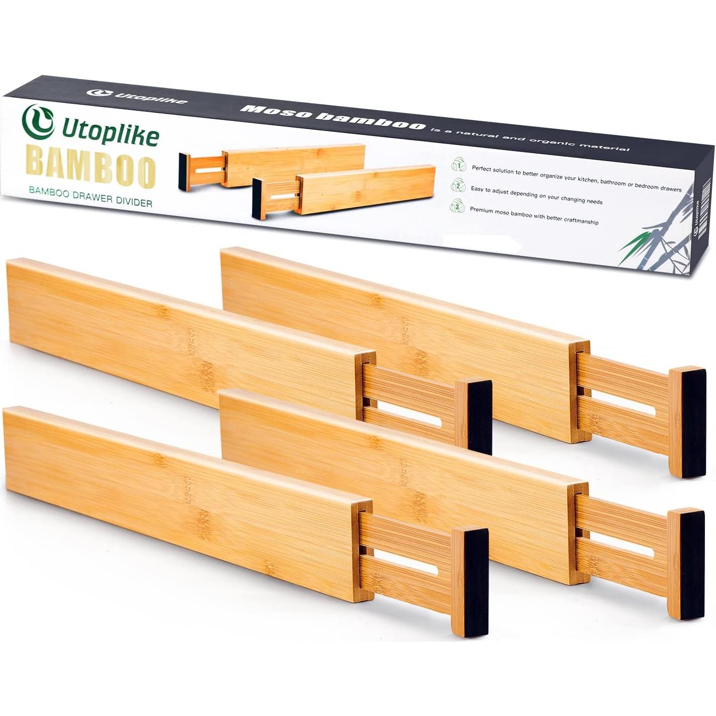 Divisores de Cajones Utoplike Grandes Ajustables de Bambú