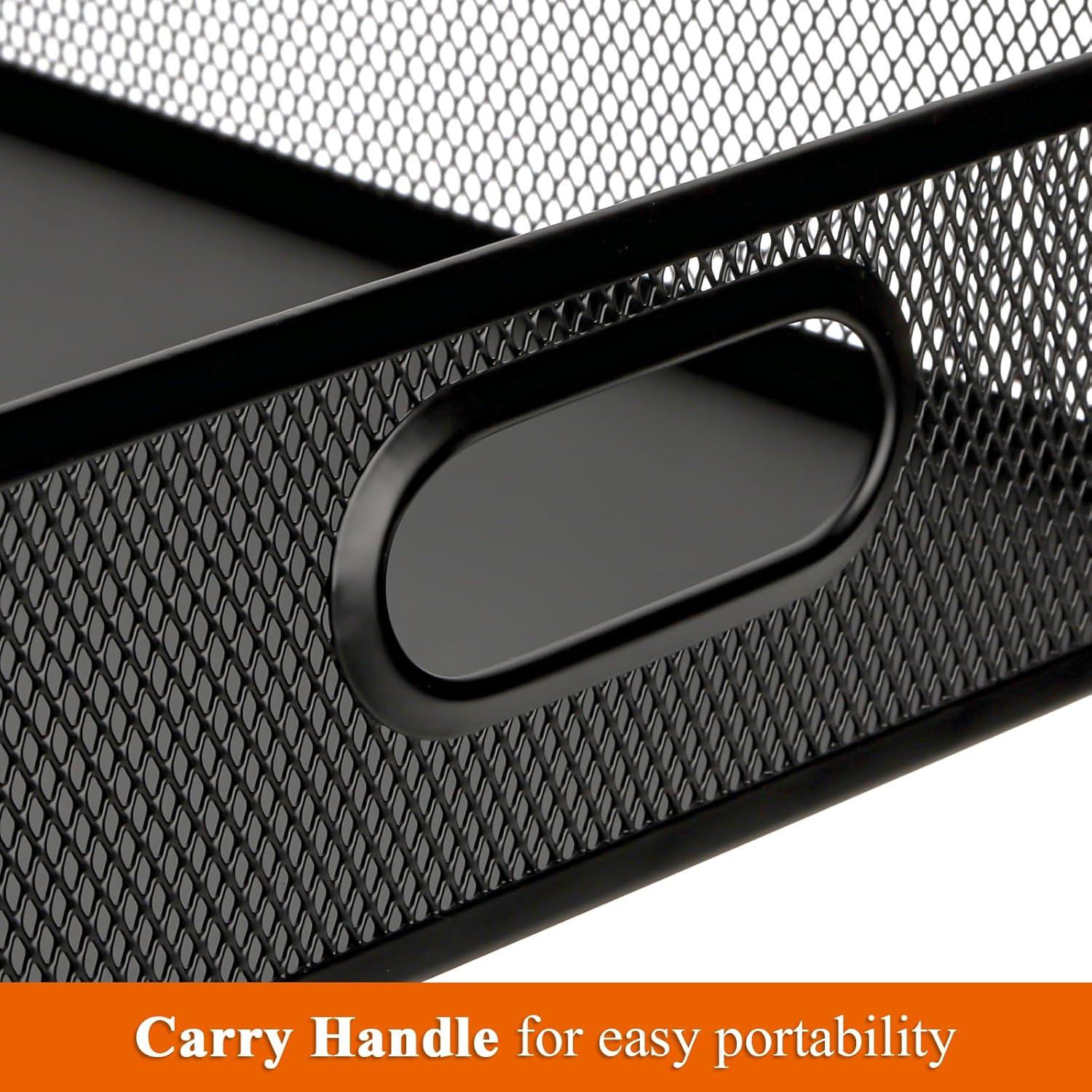 Organizador de Cajón de Escritorio Elsjoy 2 Piezas Metal Negro