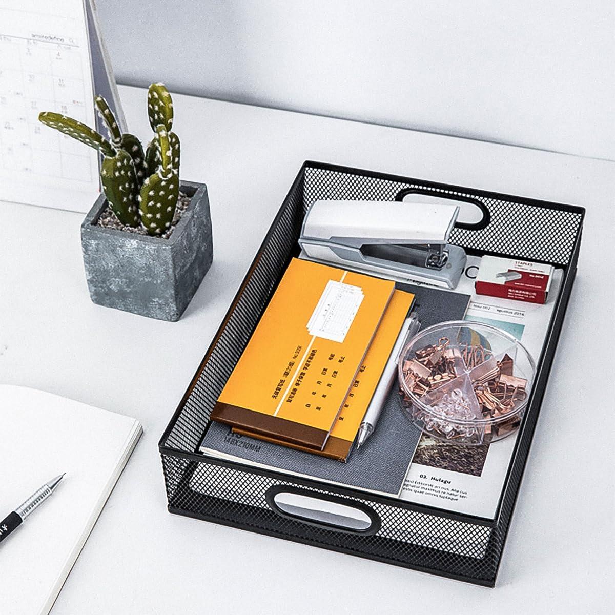 Organizador de Cajón de Escritorio Elsjoy 2 Piezas Metal Negro