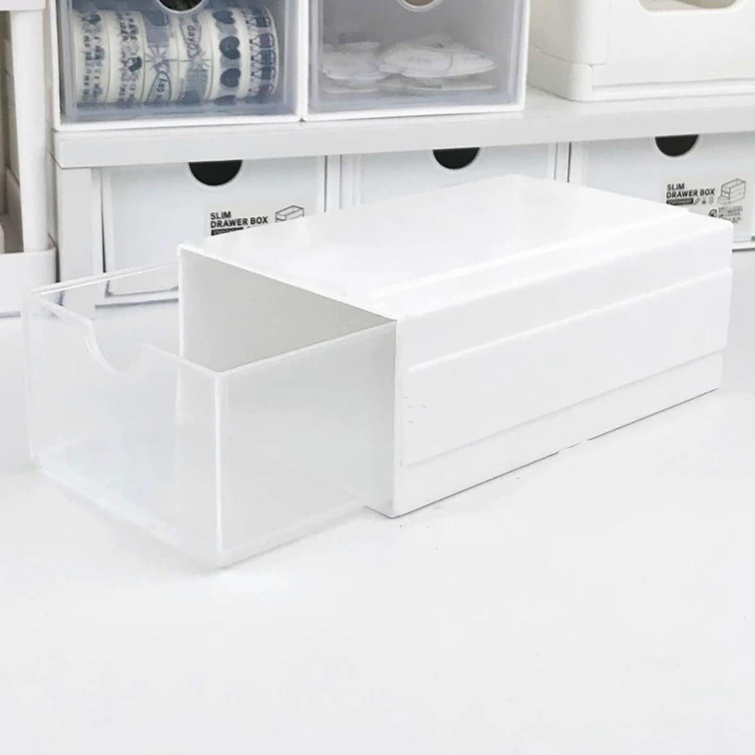 Organizador de Escritorio Feadily 4 Cajones Transparentes Blanco