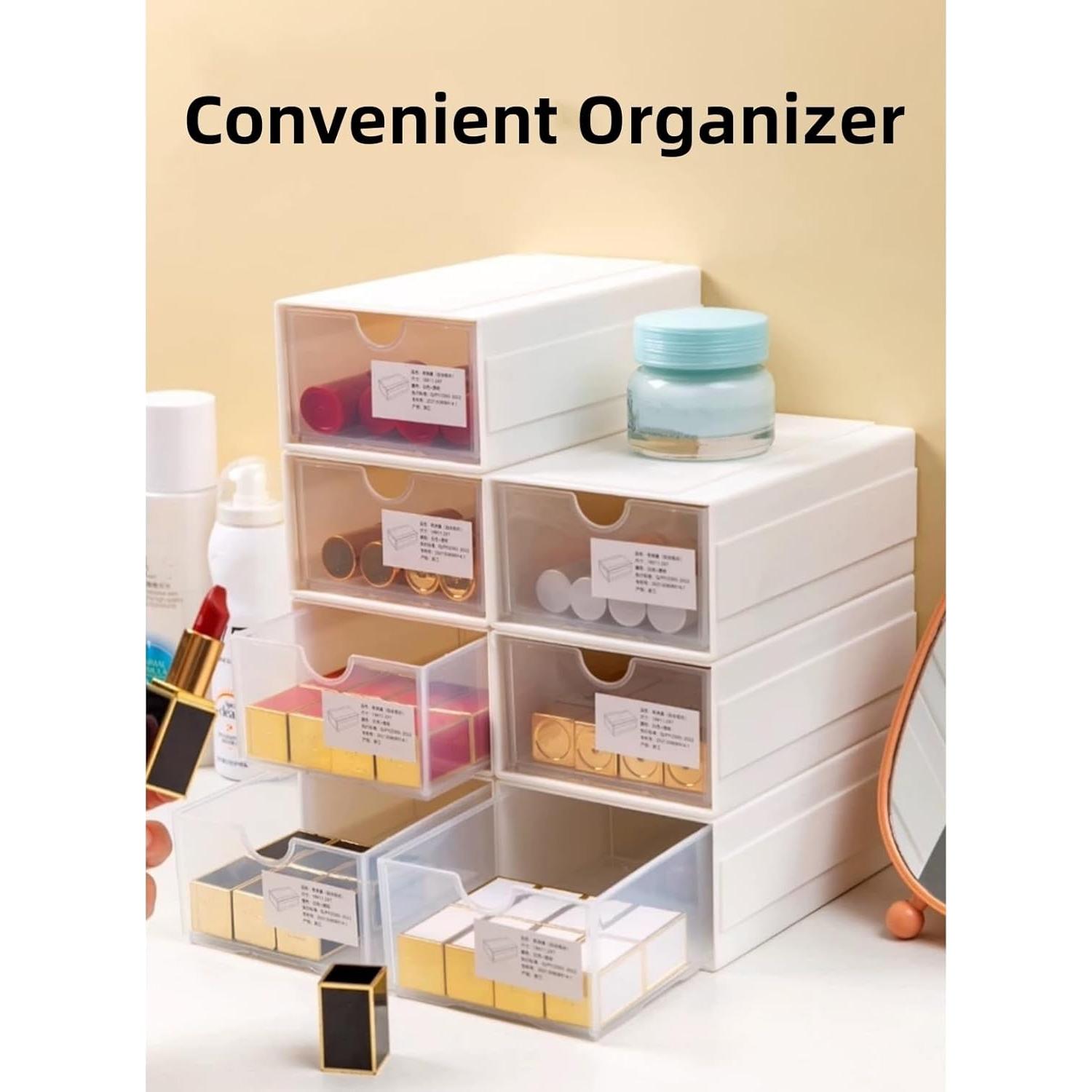 Organizador de Escritorio Feadily 4 Cajones Transparentes Blanco