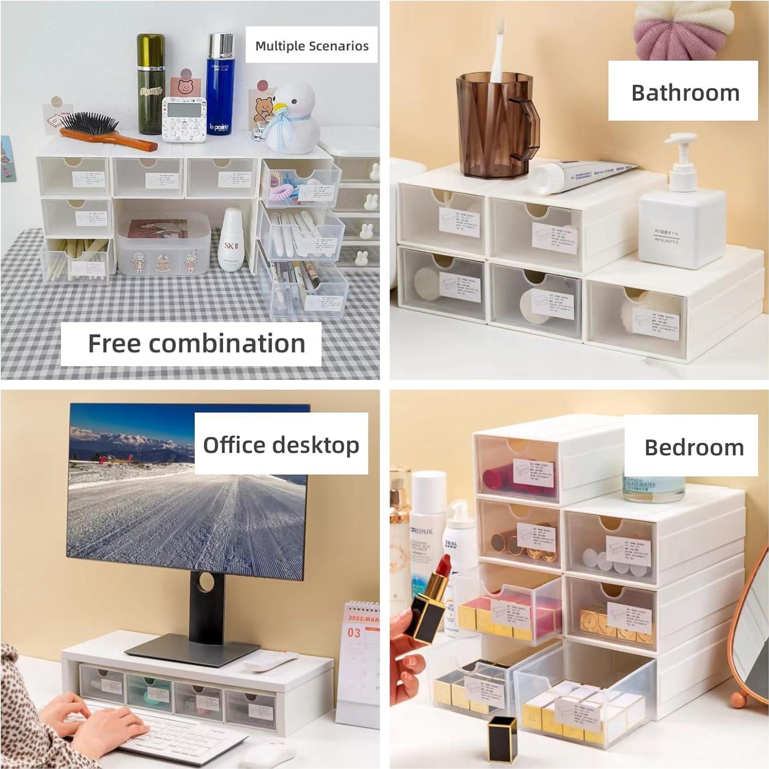 Organizador de Escritorio Feadily 4 Cajones Transparentes Blanco