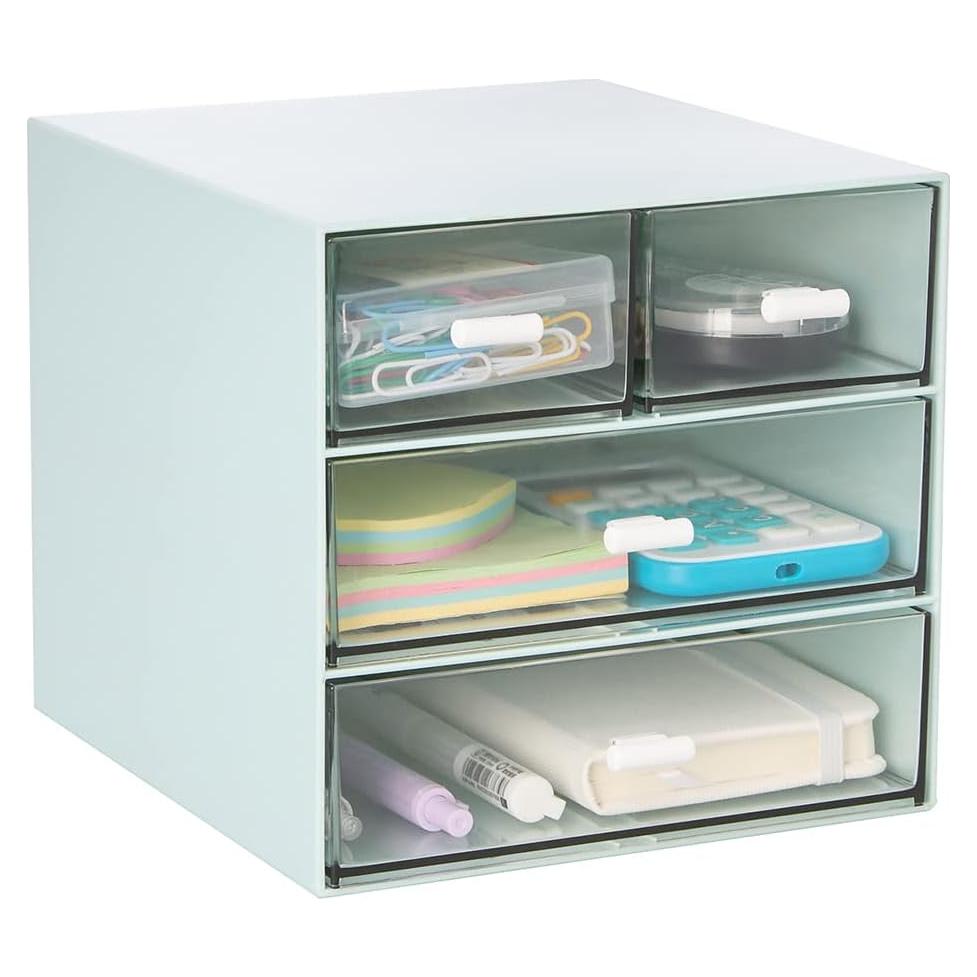 Organizador de Escritorio LETURE con 4 Cajones Plástico Azul