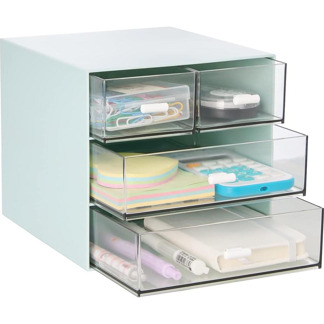 Organizador de Escritorio LETURE con 4 Cajones Plástico Azul