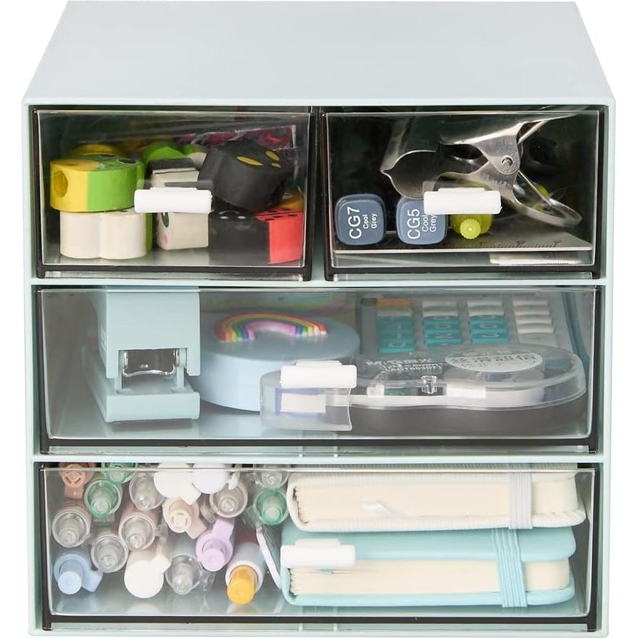 Organizador de Escritorio LETURE con 4 Cajones Plástico Azul