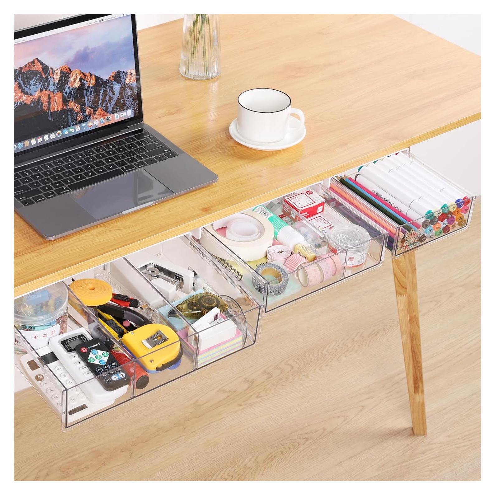 Cajones de Almacenamiento Bajo Escritorio OTraki 3 Pack Transparente