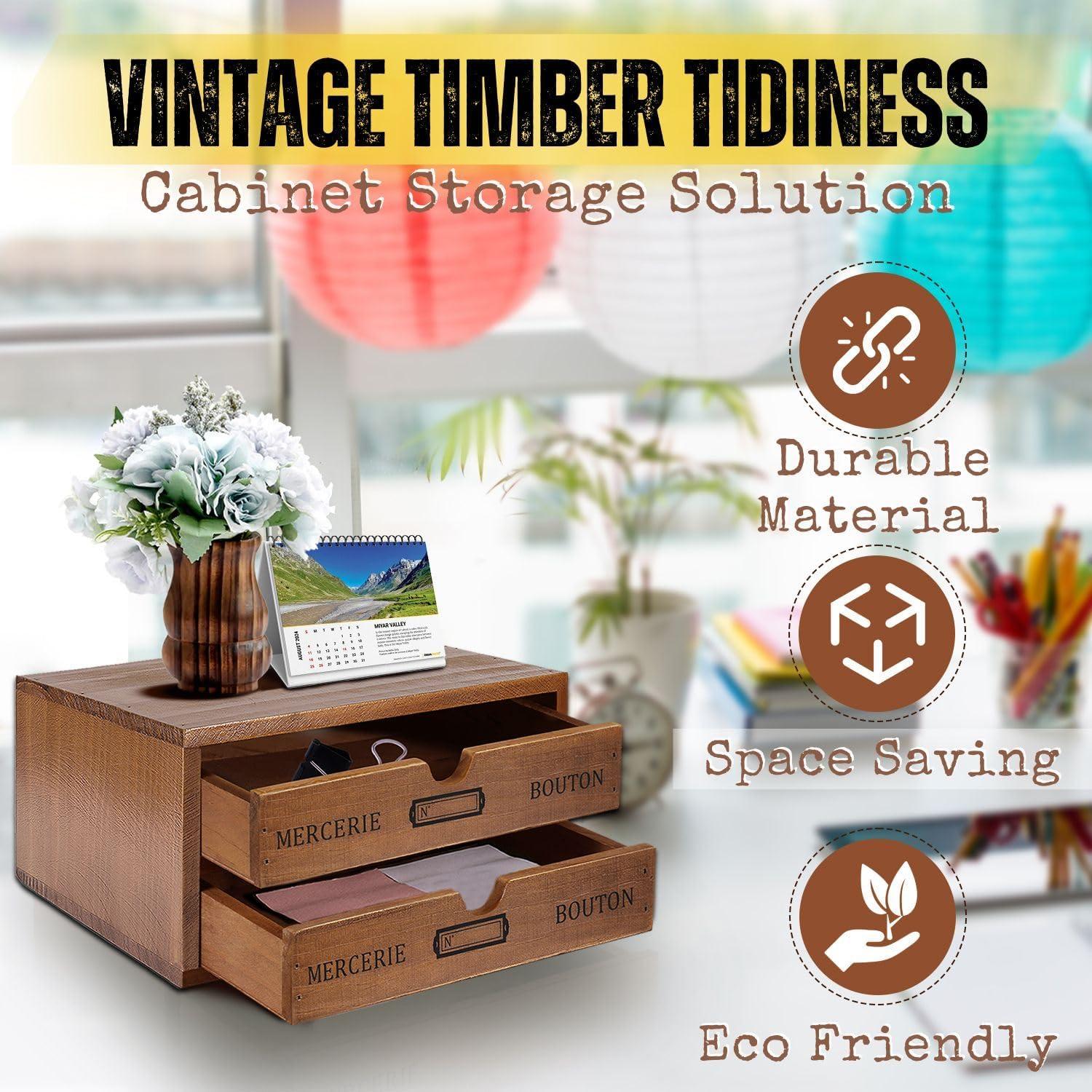 Organizador de Escritorio de Madera Flexzion con 2 Cajones