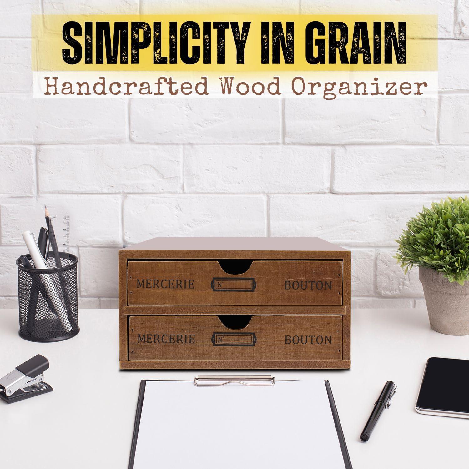 Organizador de Escritorio de Madera Flexzion con 2 Cajones