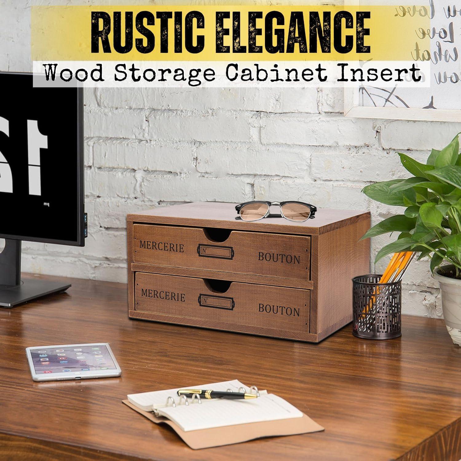 Organizador de Escritorio de Madera Flexzion con 2 Cajones