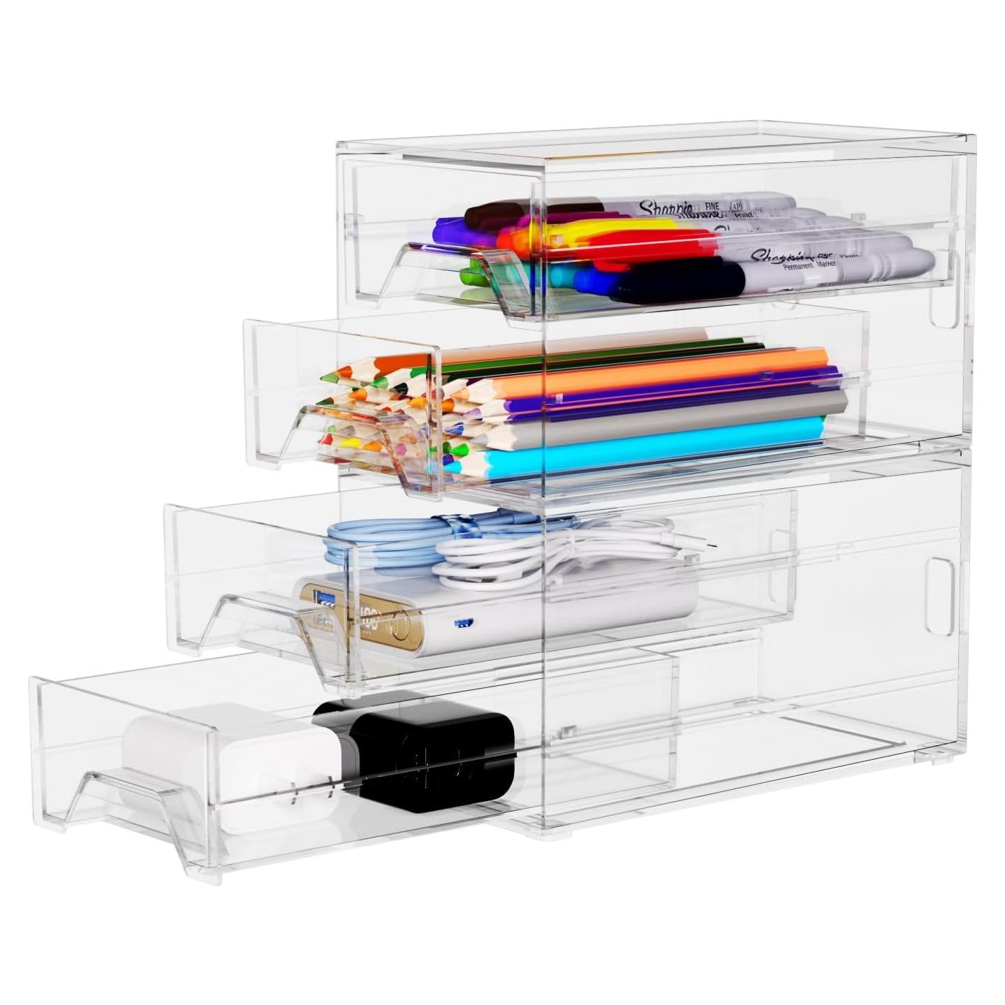 Organizador de Escritorio CHANCETSUI Acrílico Transparente 2 Cajones