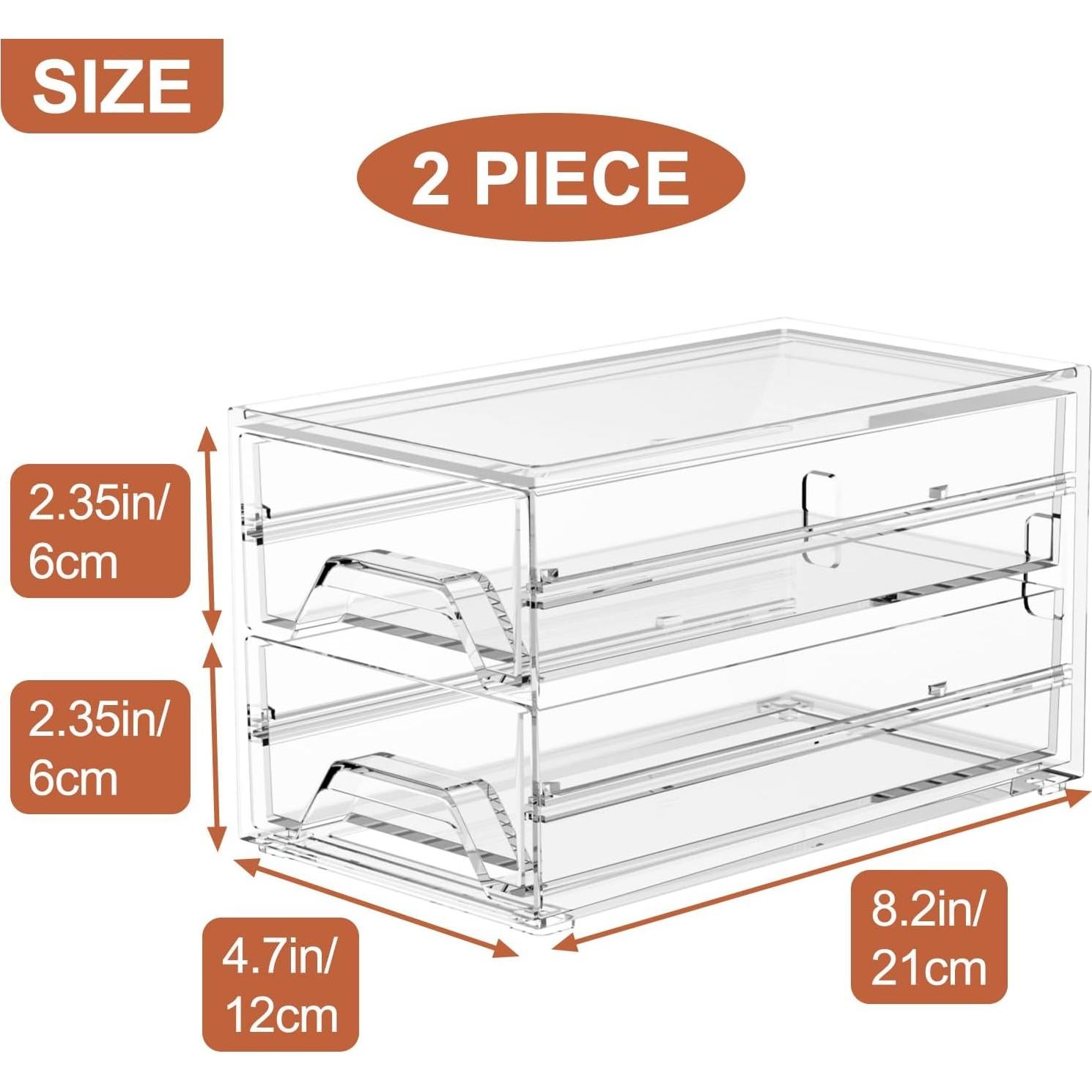 Organizador de Escritorio CHANCETSUI Acrílico Transparente 2 Cajones