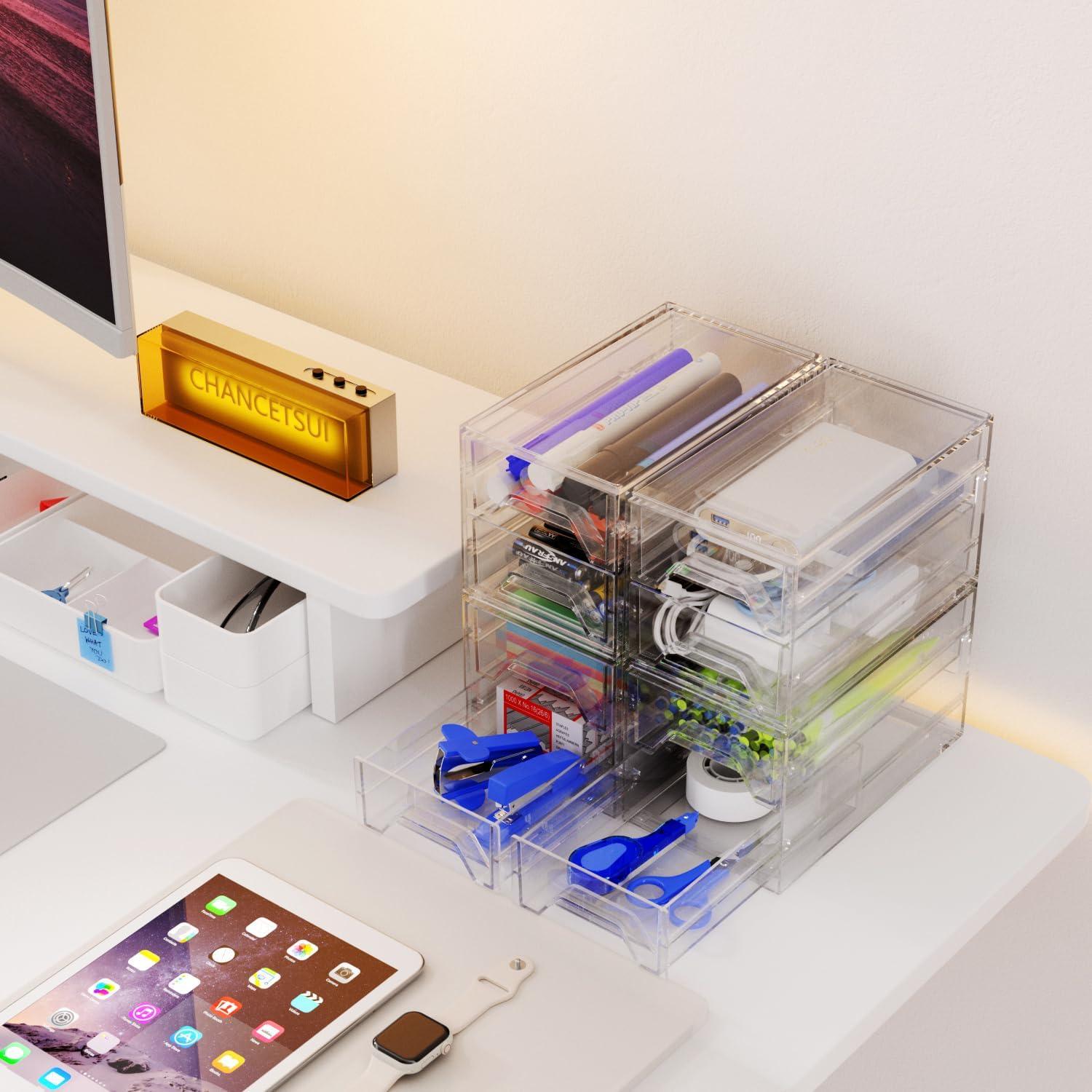 Organizador de Escritorio CHANCETSUI Acrílico Transparente 2 Cajones