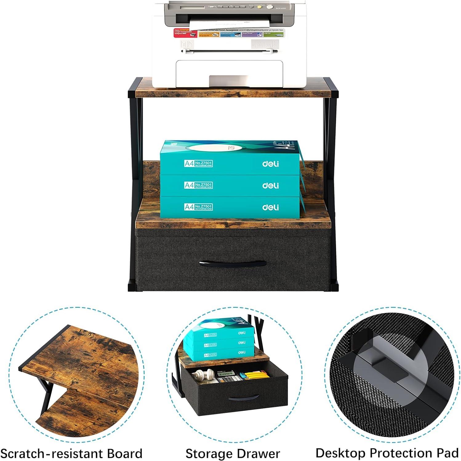 Soporte para Impresora aboxoo con Cajón de Almacenamiento 42x30x40cm