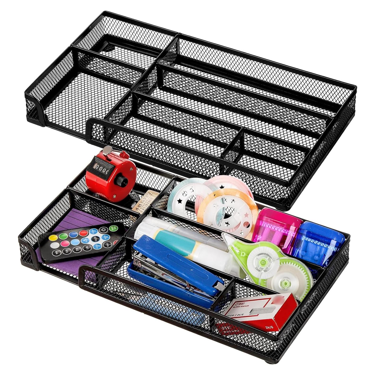 Organizadores de Cajón de Escritorio Noamus - 2 Piezas, Malla Metálica