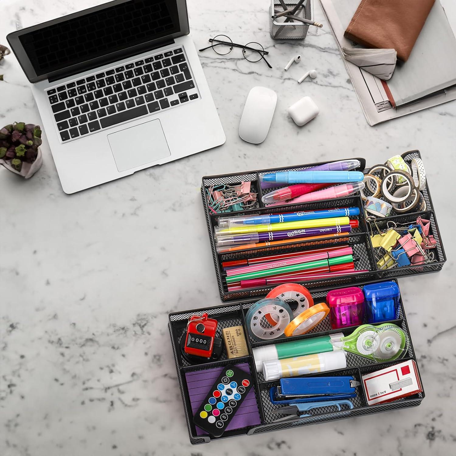 Organizadores de Cajón de Escritorio Noamus - 2 Piezas, Malla Metálica