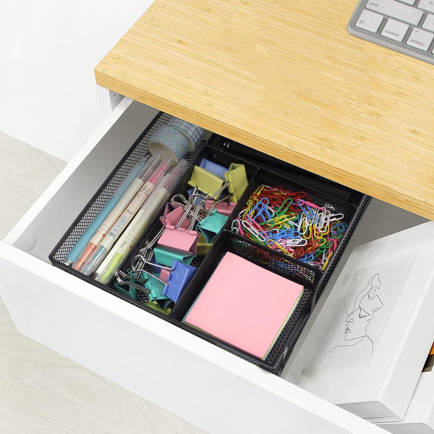 Organizadores de Cajón de Escritorio Noamus - 2 Piezas, Malla Metálica