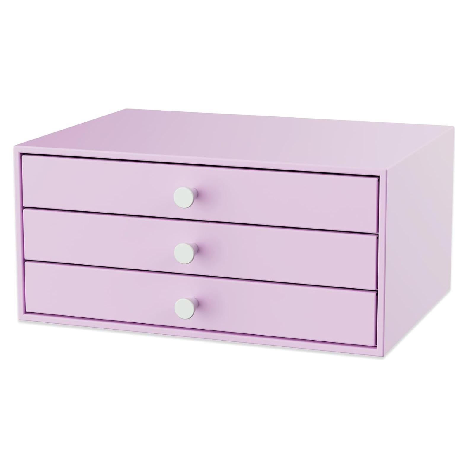 Organizador de Escritorio Svartur Metal 3 Cajones A4 Púrpura