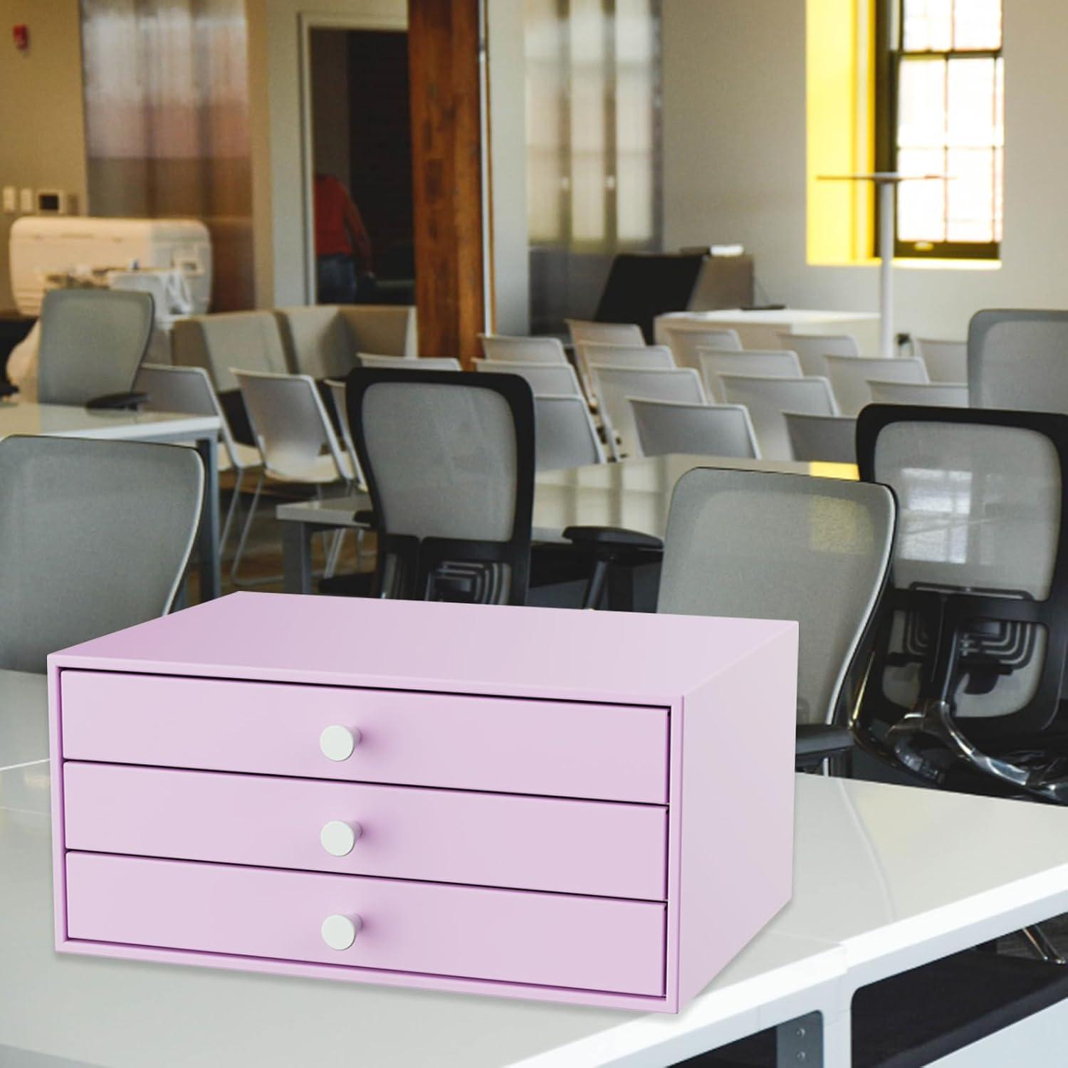 Organizador de Escritorio Svartur Metal 3 Cajones A4 Púrpura