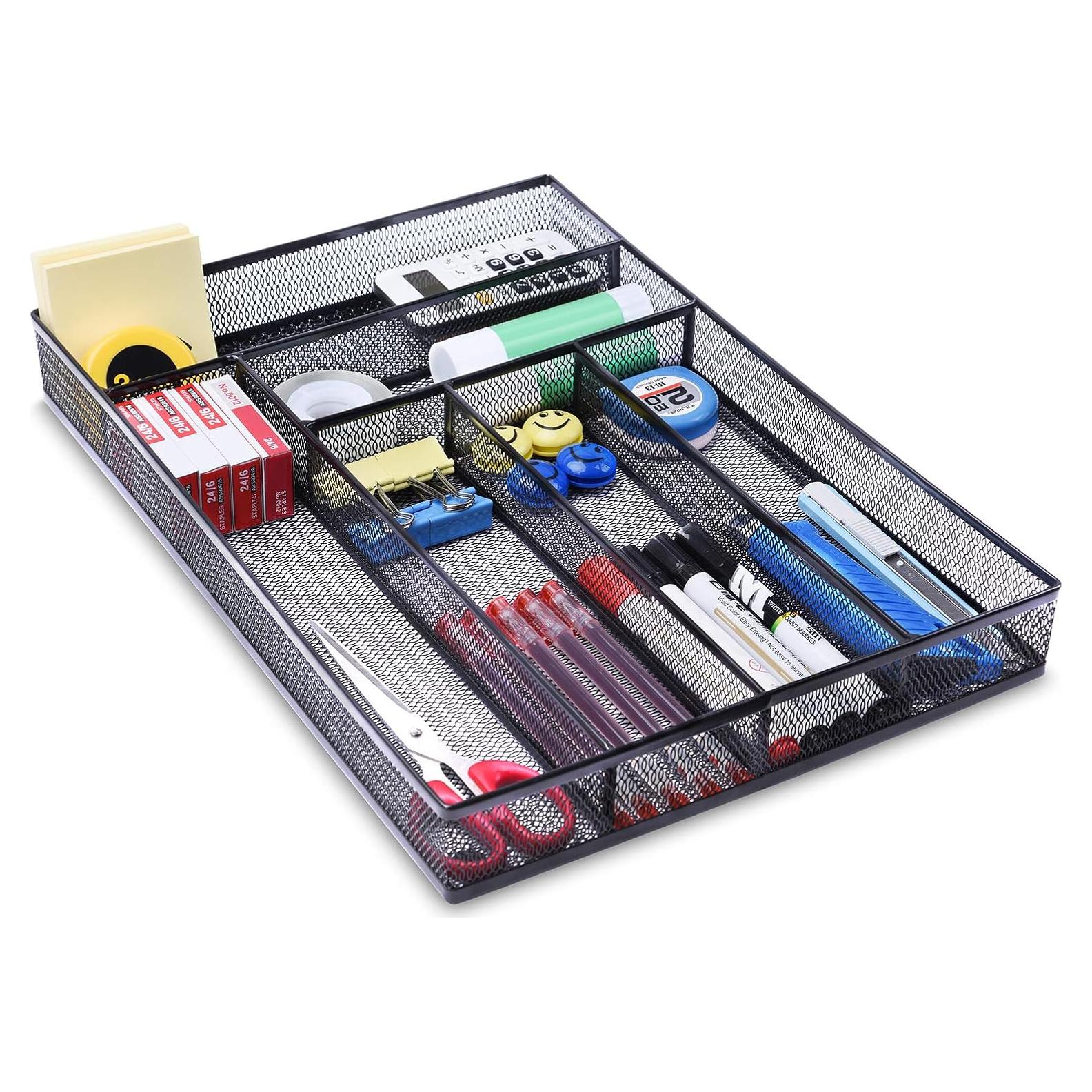 Organizador de Cajón de Oficina WuGeShop 6 Compartimentos Negro