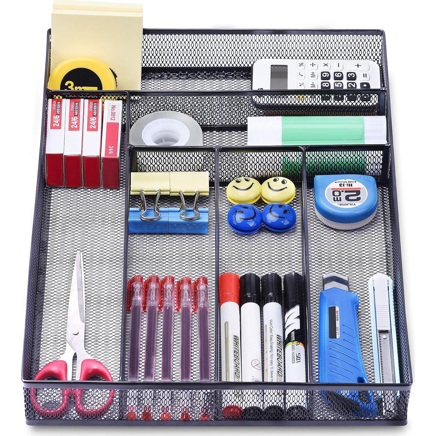 Organizador de Cajón de Oficina WuGeShop 6 Compartimentos Negro