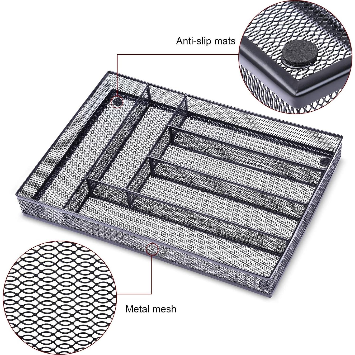 Organizador de Cajón de Oficina WuGeShop 6 Compartimentos Negro