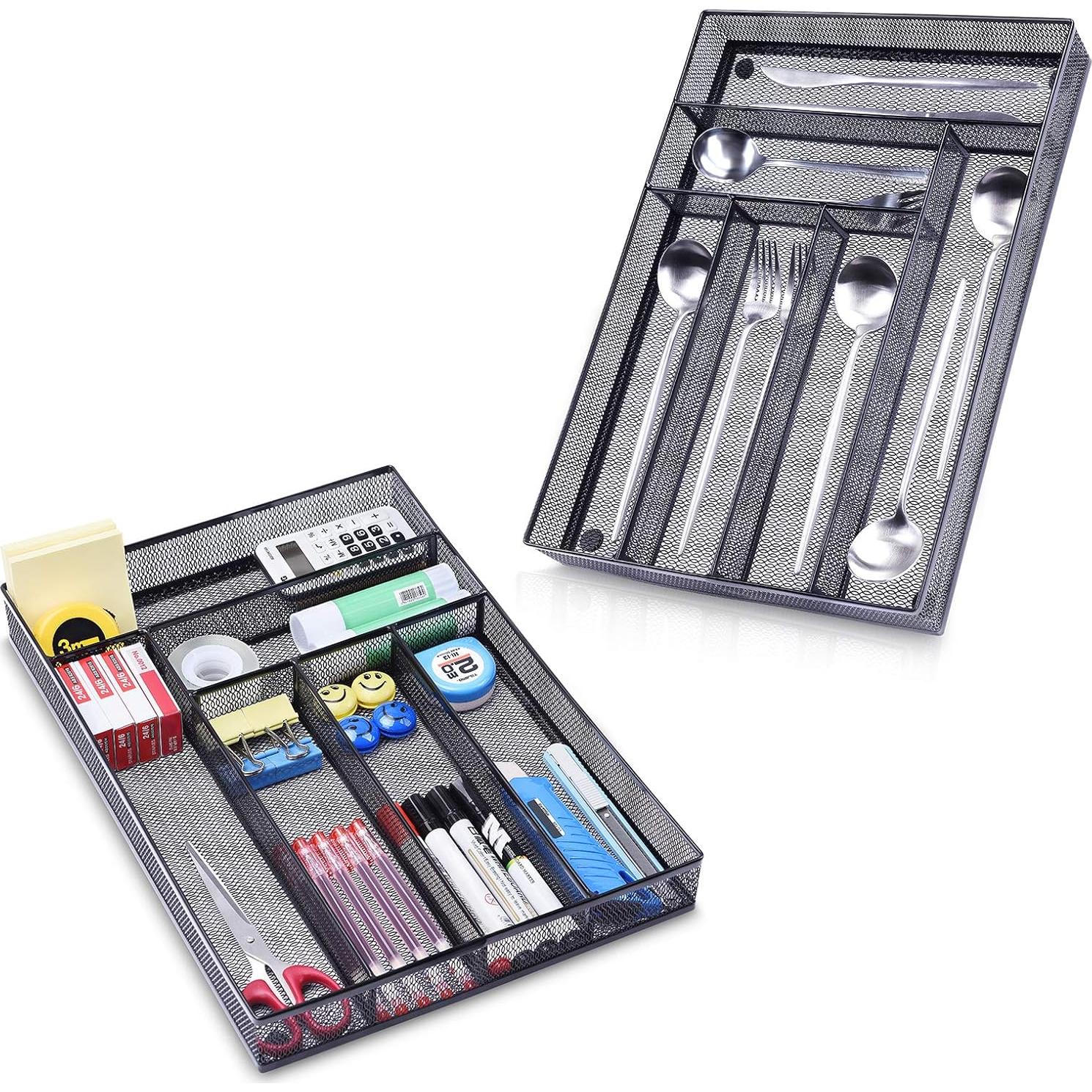 Organizador de Cajón de Oficina WuGeShop 6 Compartimentos Negro