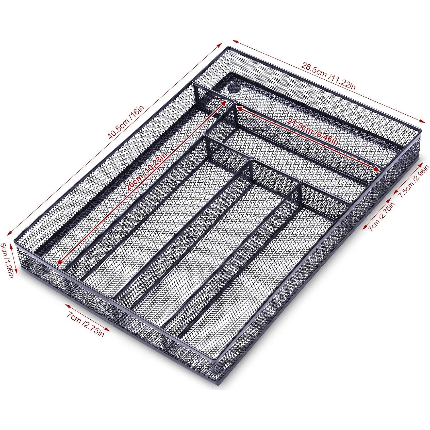 Organizador de Cajón de Oficina WuGeShop 6 Compartimentos Negro