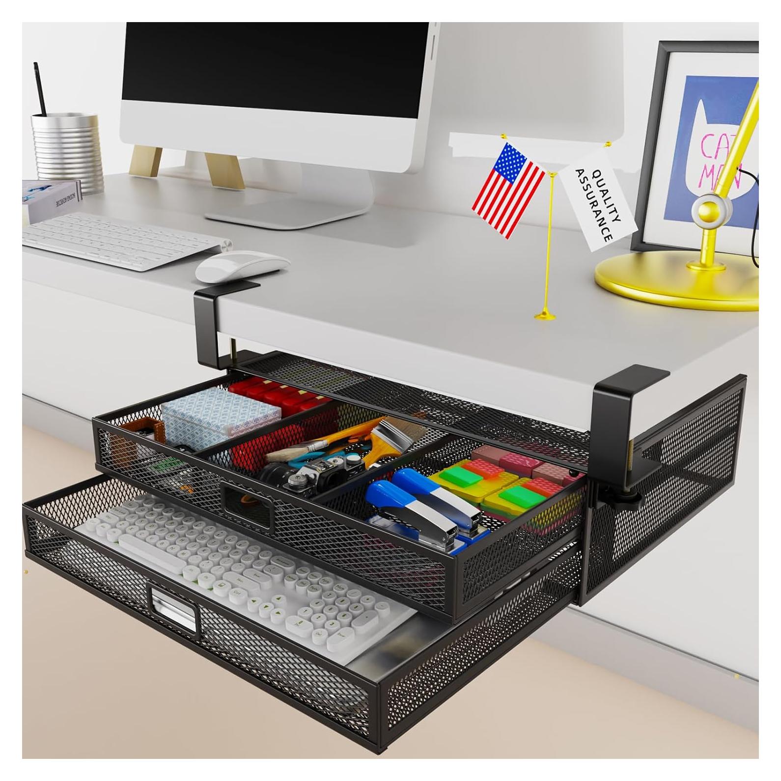 Organizador de Cajones Bajo Escritorio SRJZMLY Metal 2 Cajones