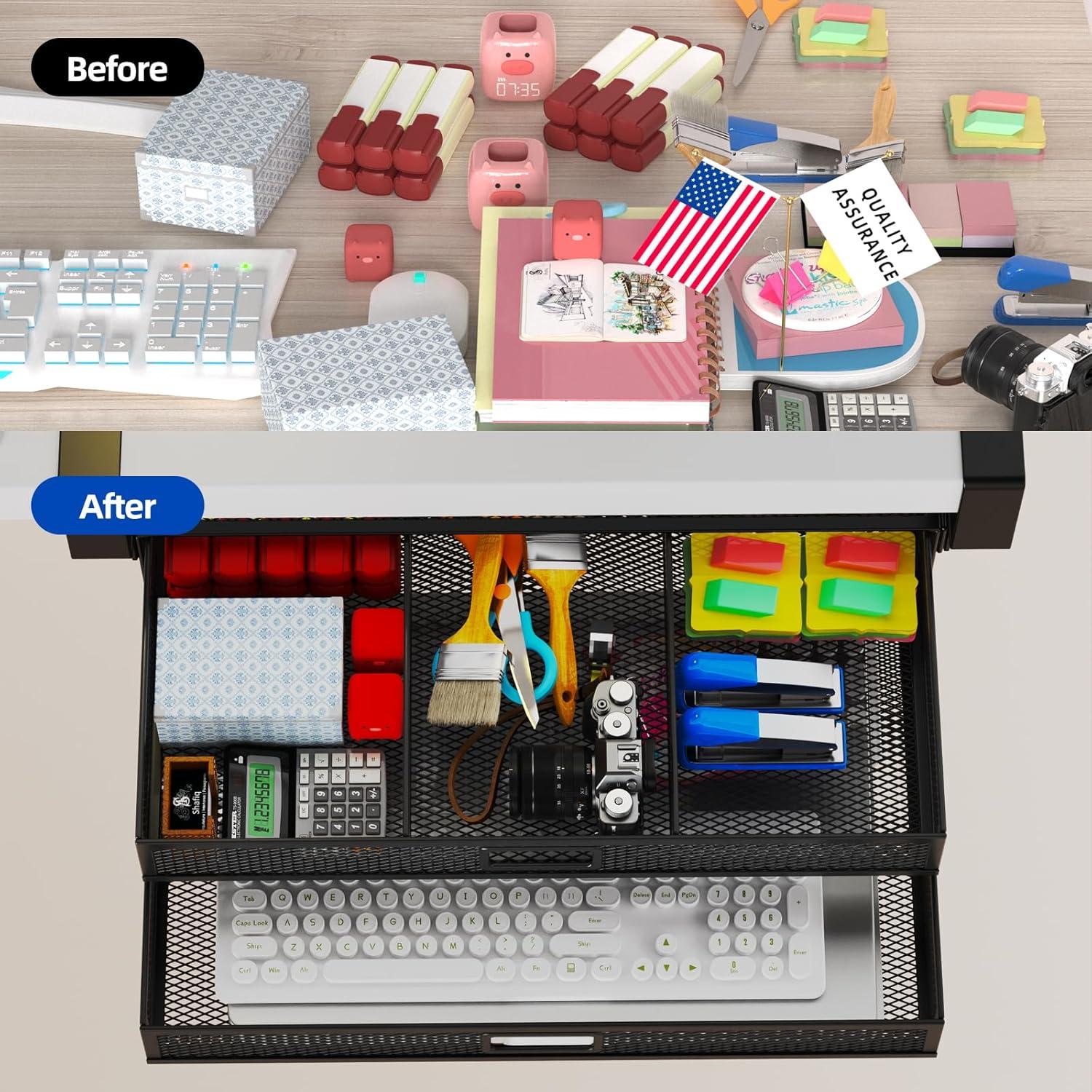 Organizador de Cajones Bajo Escritorio SRJZMLY Metal 2 Cajones