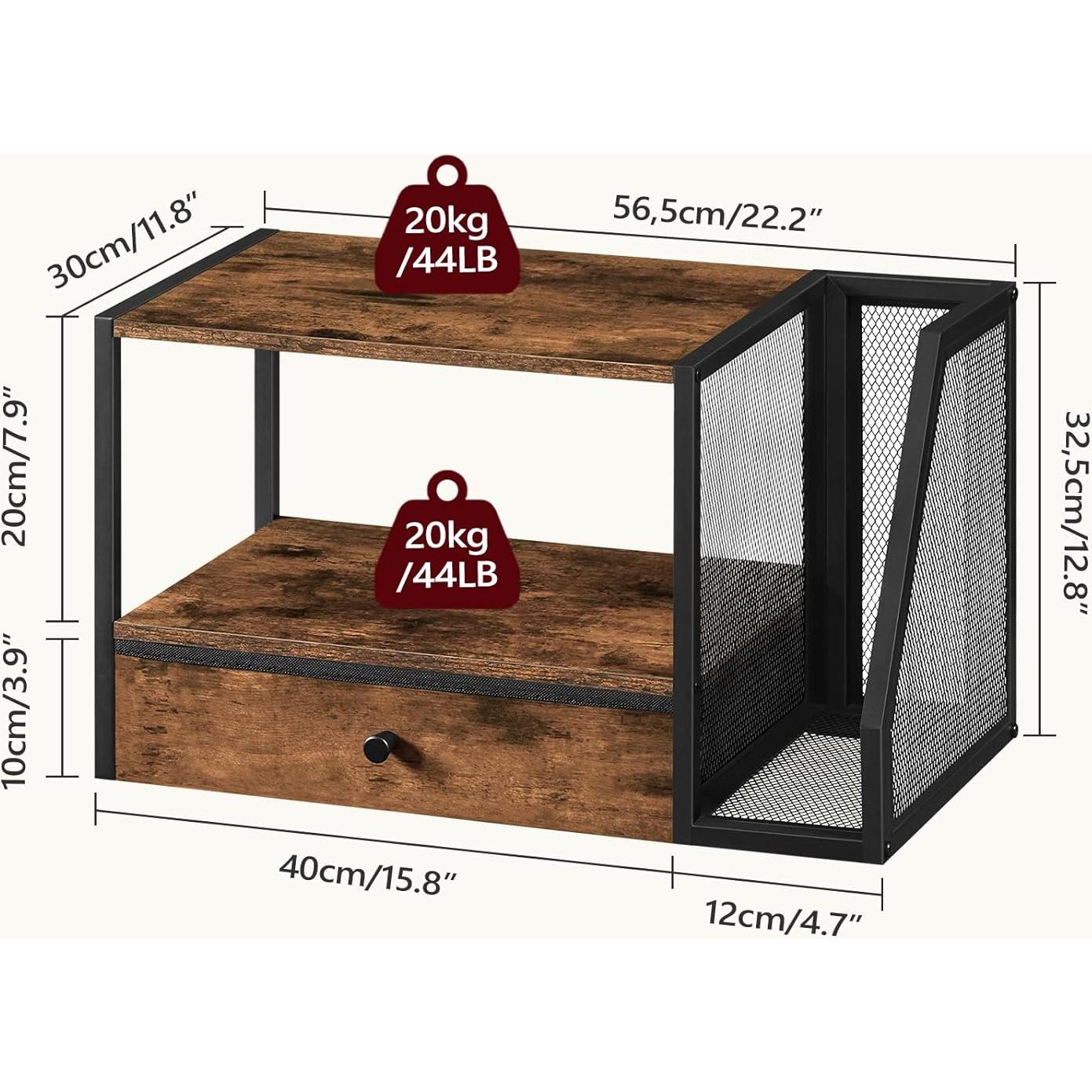 Soporte para Impresora MAHANCRIS 2 Niveles Marrón Rústico