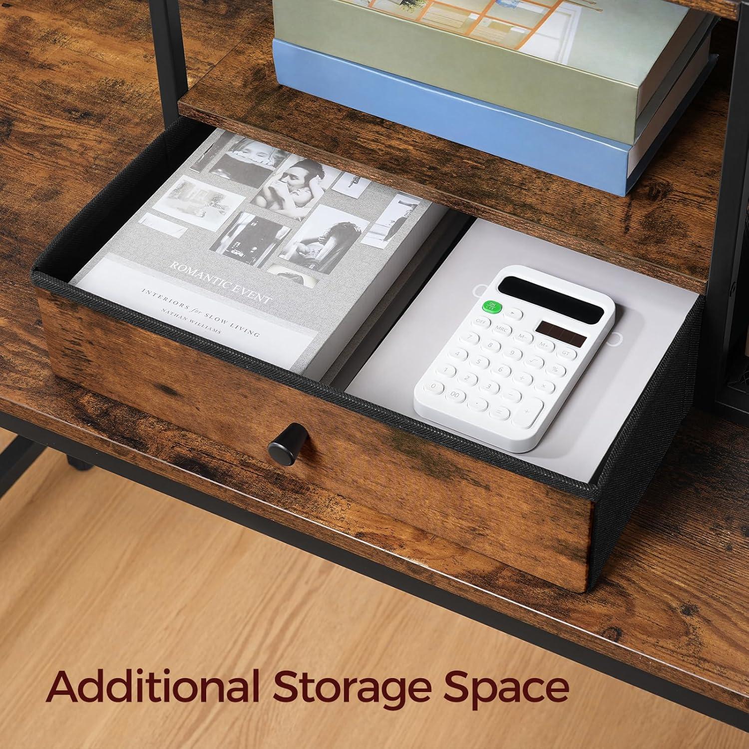 Soporte para Impresora MAHANCRIS 2 Niveles Marrón Rústico