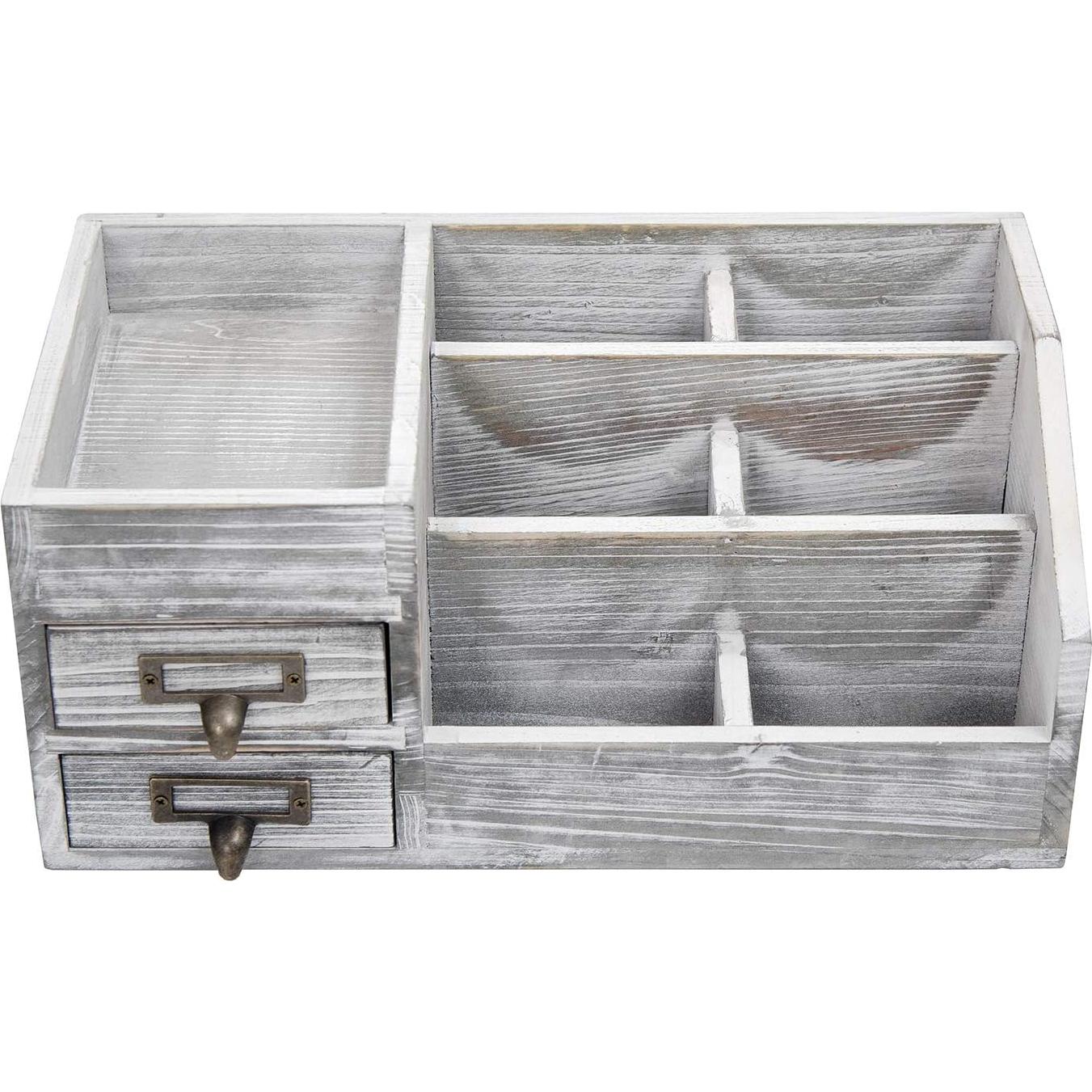 Organizador de Escritorio de Madera Rústica VERGOODR con 6 Compartimentos