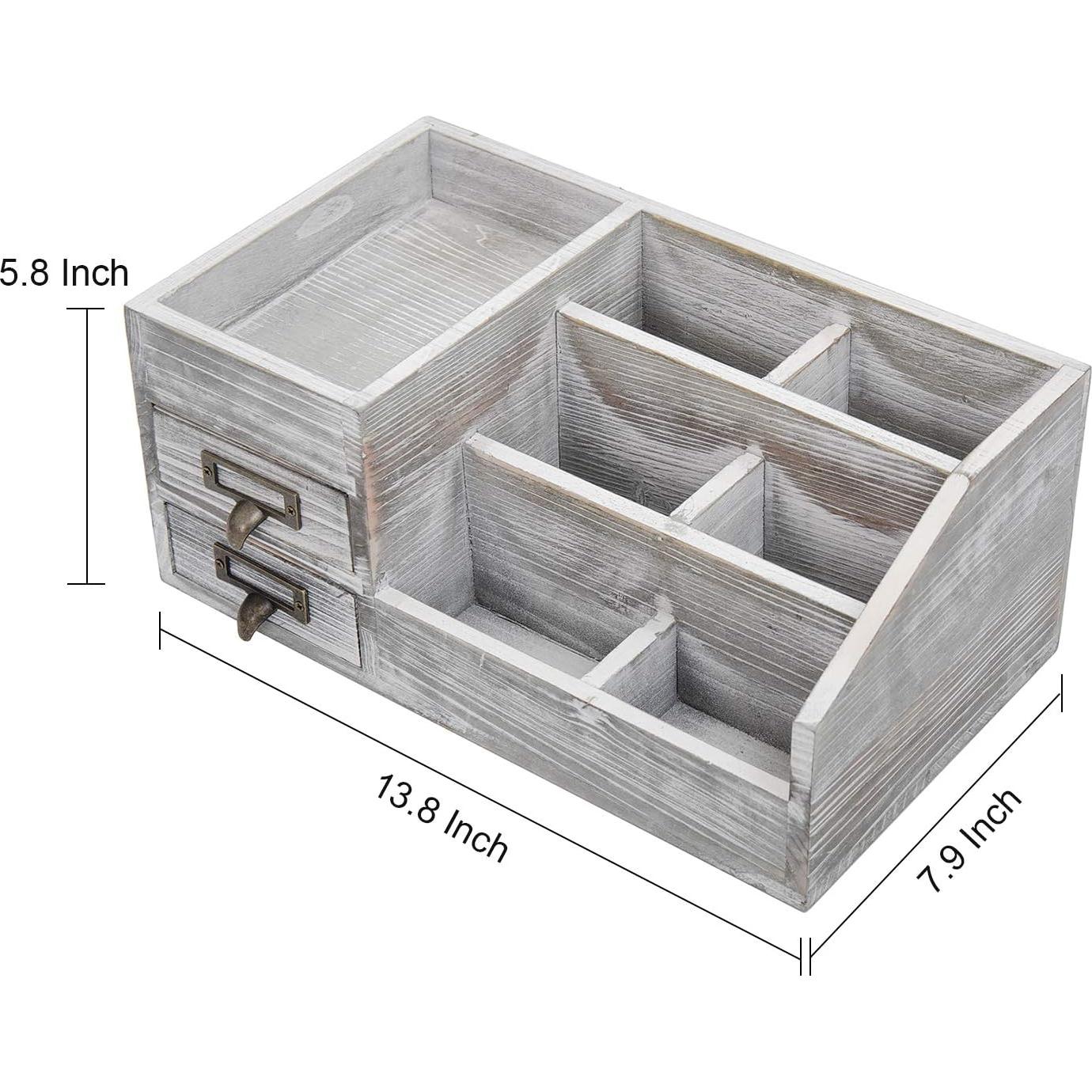 Organizador de Escritorio de Madera Rústica VERGOODR con 6 Compartimentos