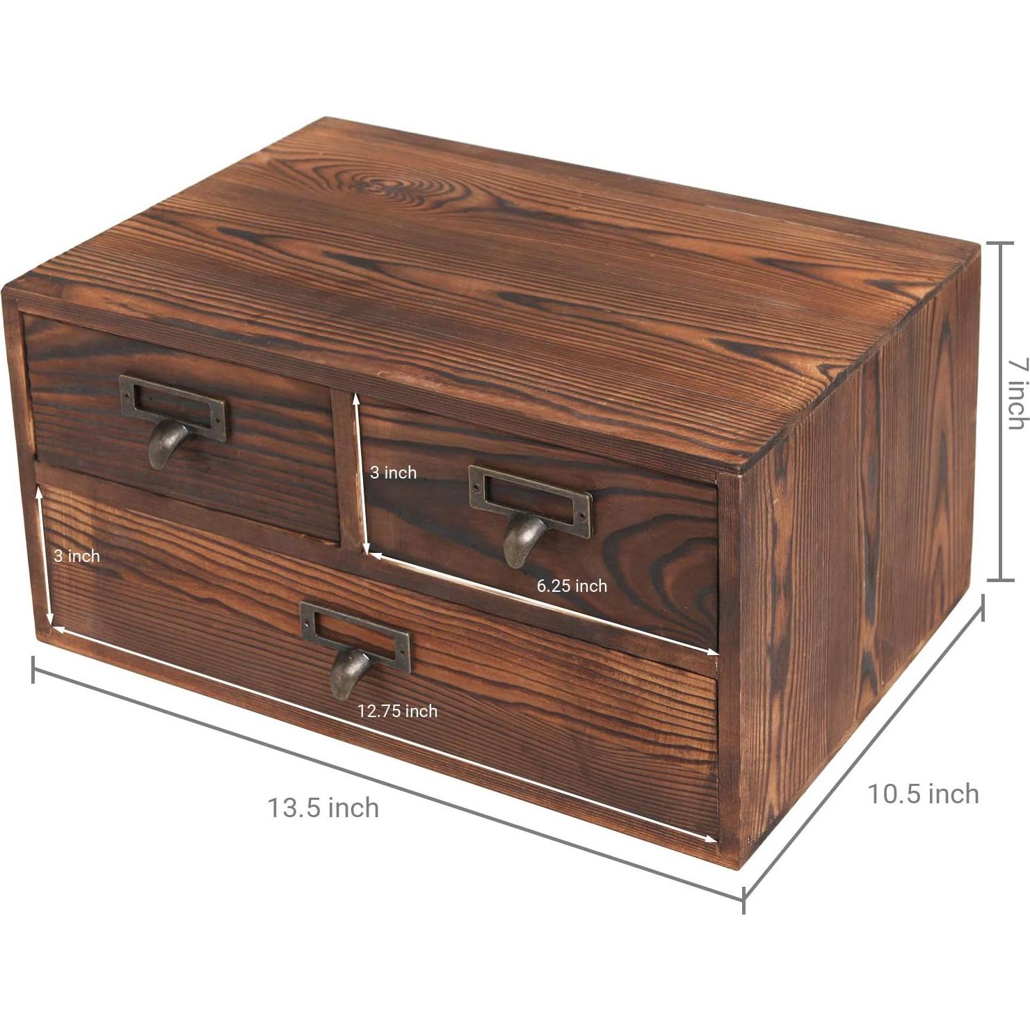 Organizador de Escritorio MyGift de Madera Oscura con 3 Cajones