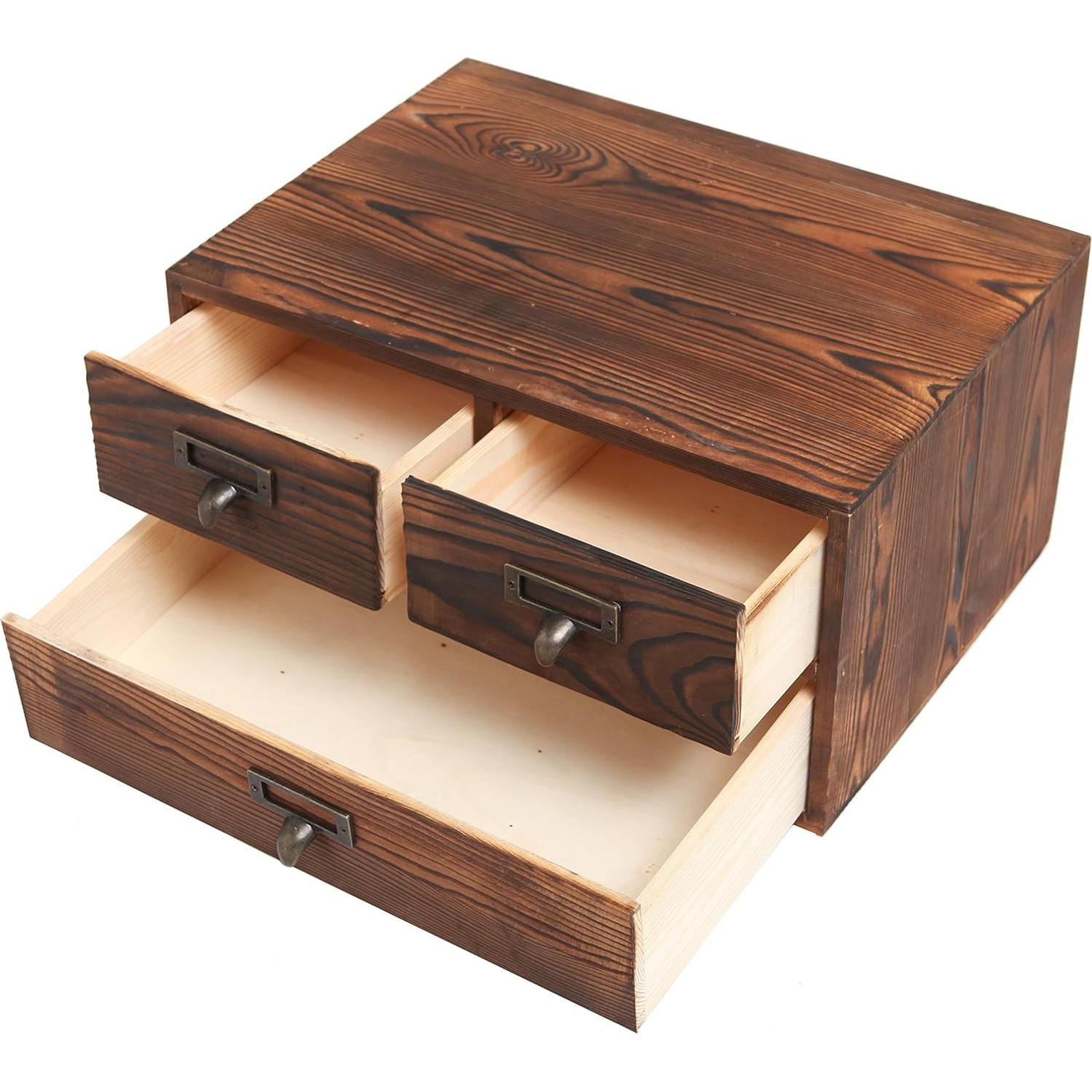 Organizador de Escritorio MyGift de Madera Oscura con 3 Cajones