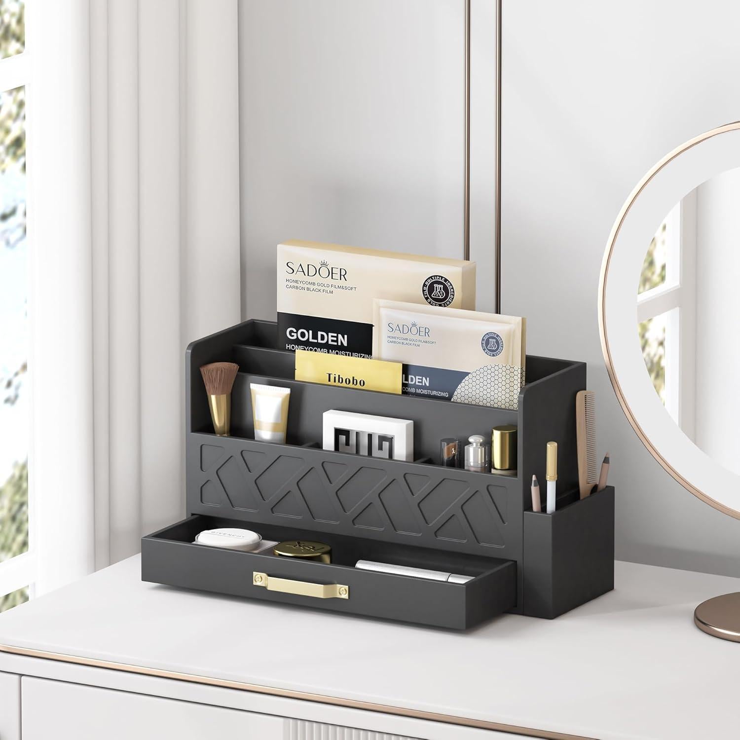 Organizador de Correo de Escritorio Wisuce - Madera de Bambú Negro