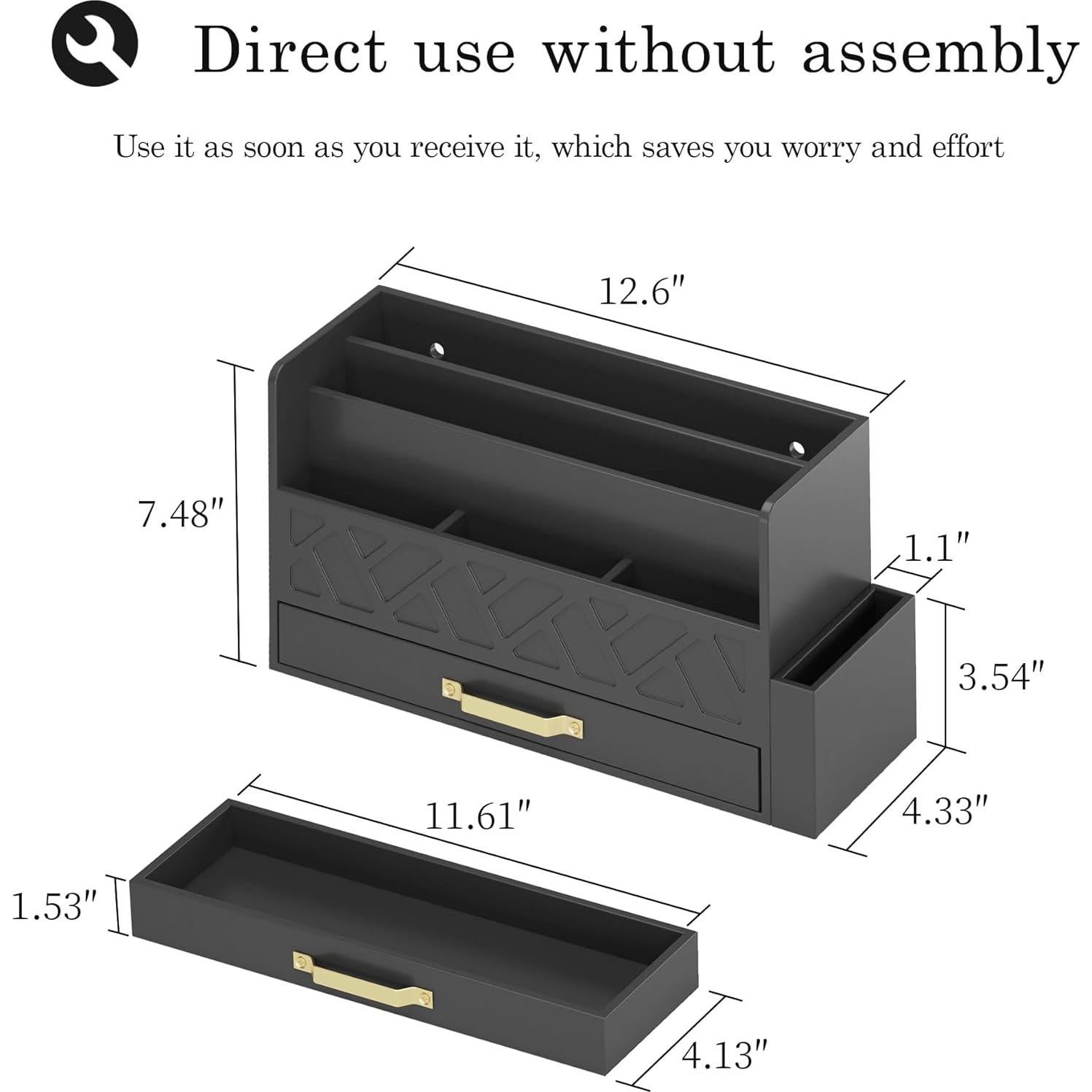 Organizador de Correo de Escritorio Wisuce - Madera de Bambú Negro