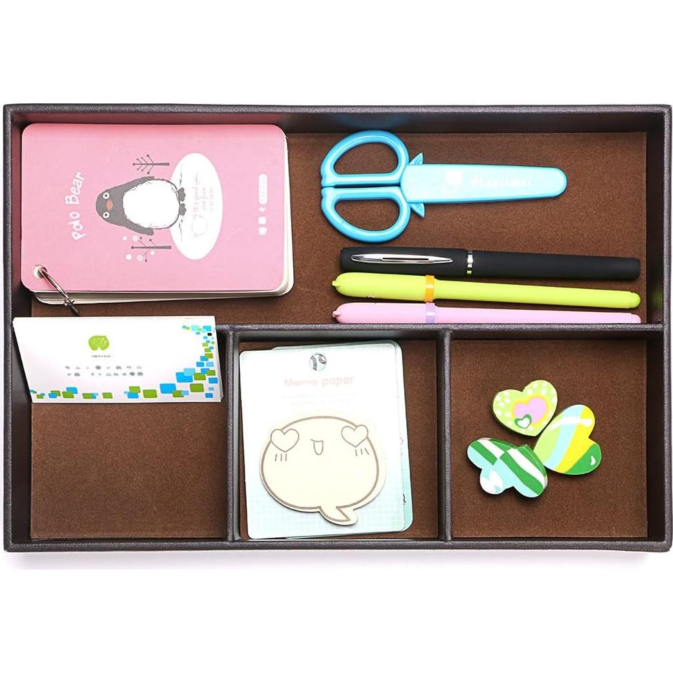 Organizador de Cajón de Escritorio BTSKY de Cuero PU 4 Compartimentos