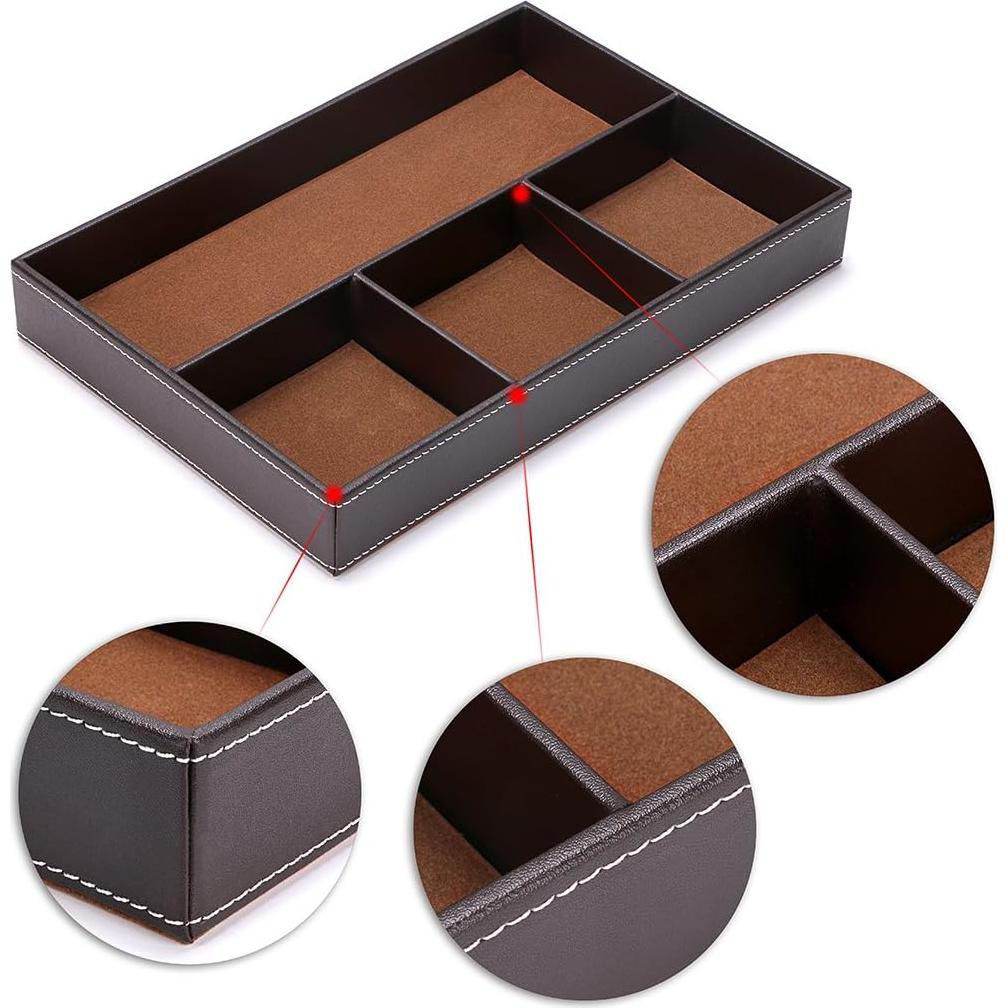 Organizador de Cajón de Escritorio BTSKY de Cuero PU 4 Compartimentos