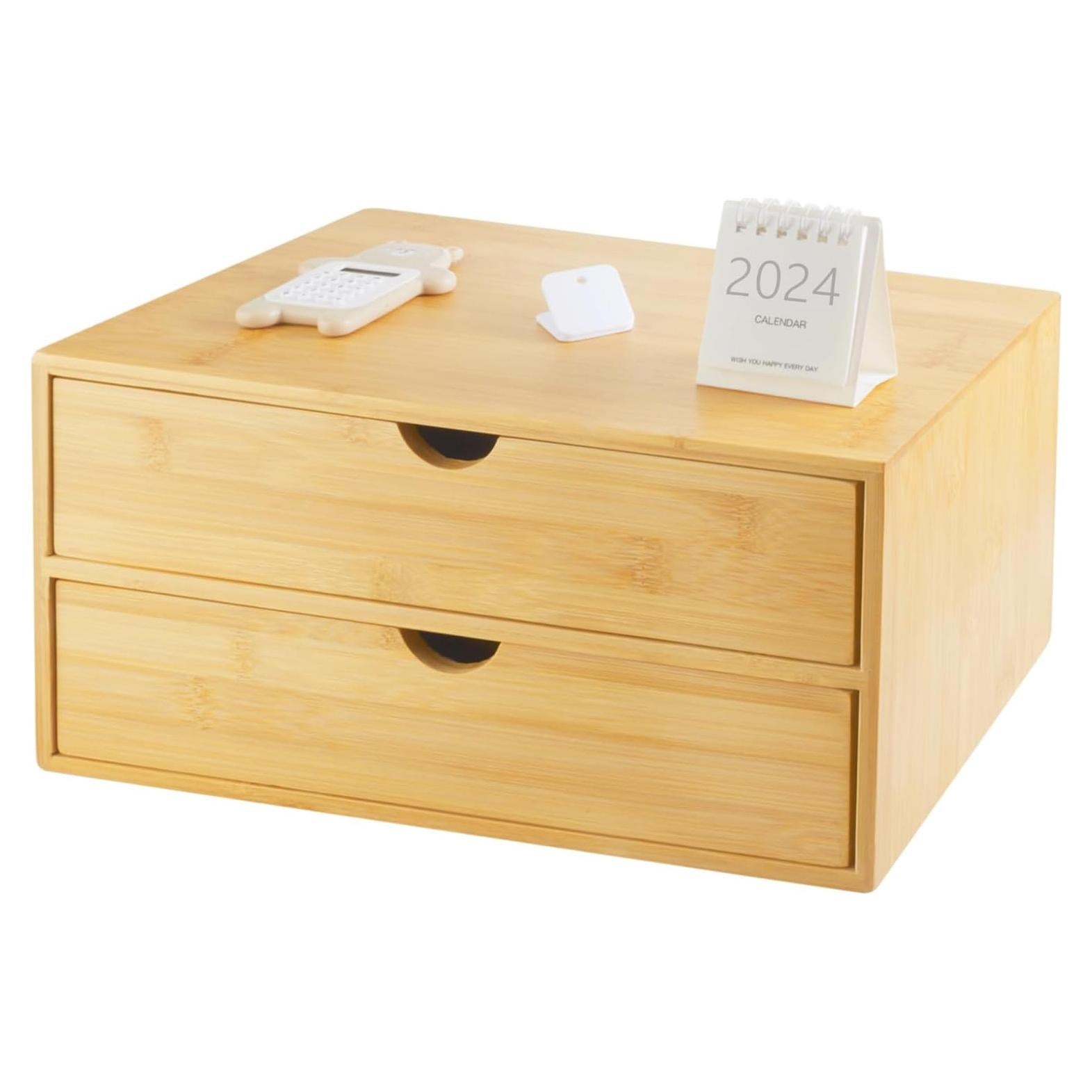 Organizador de Escritorio de Bambú Charmewooden 2 Cajones