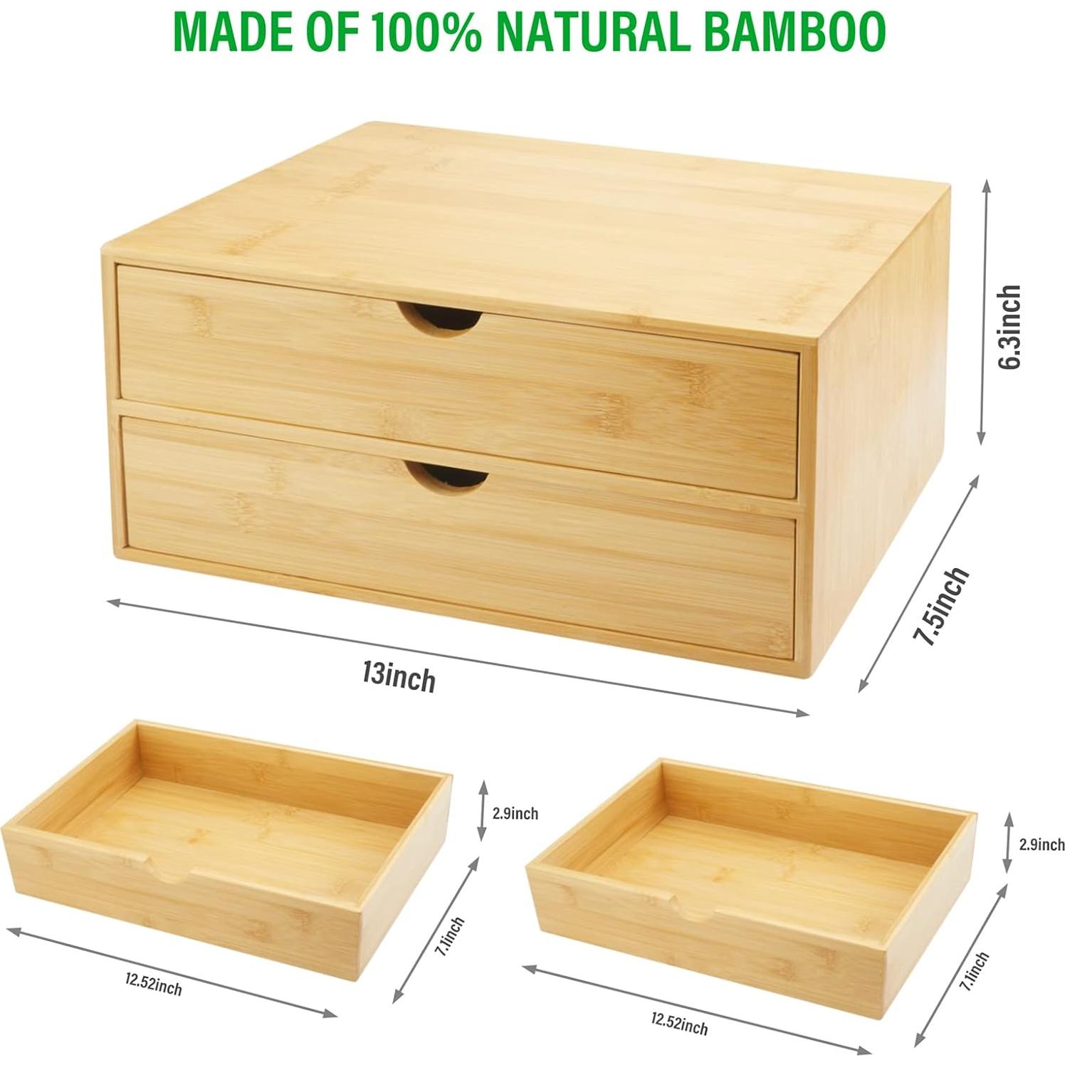 Organizador de Escritorio de Bambú Charmewooden 2 Cajones