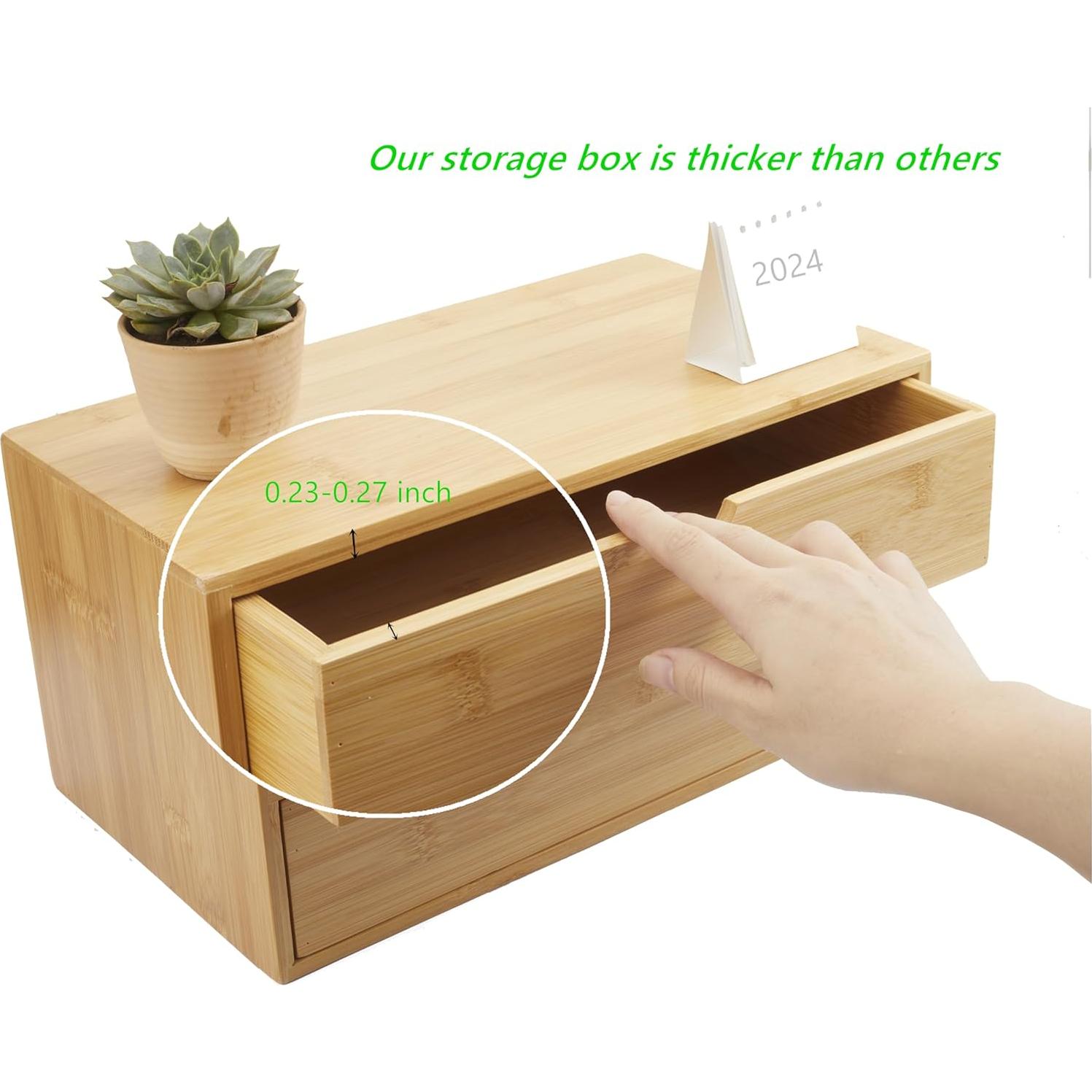 Organizador de Escritorio de Bambú Charmewooden 2 Cajones