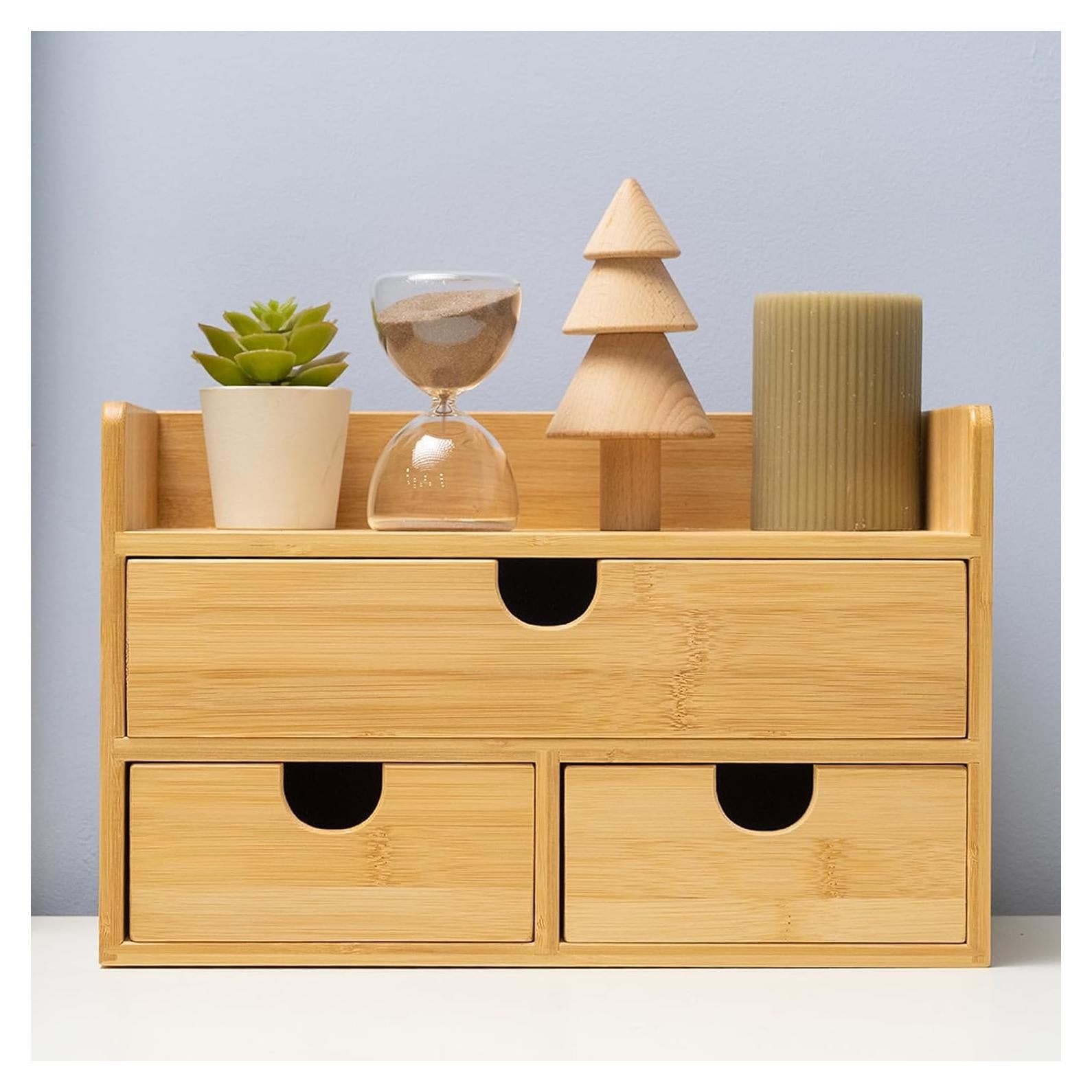 Organizador de Escritorio de Bambú MEEDEN con 3 Cajones
