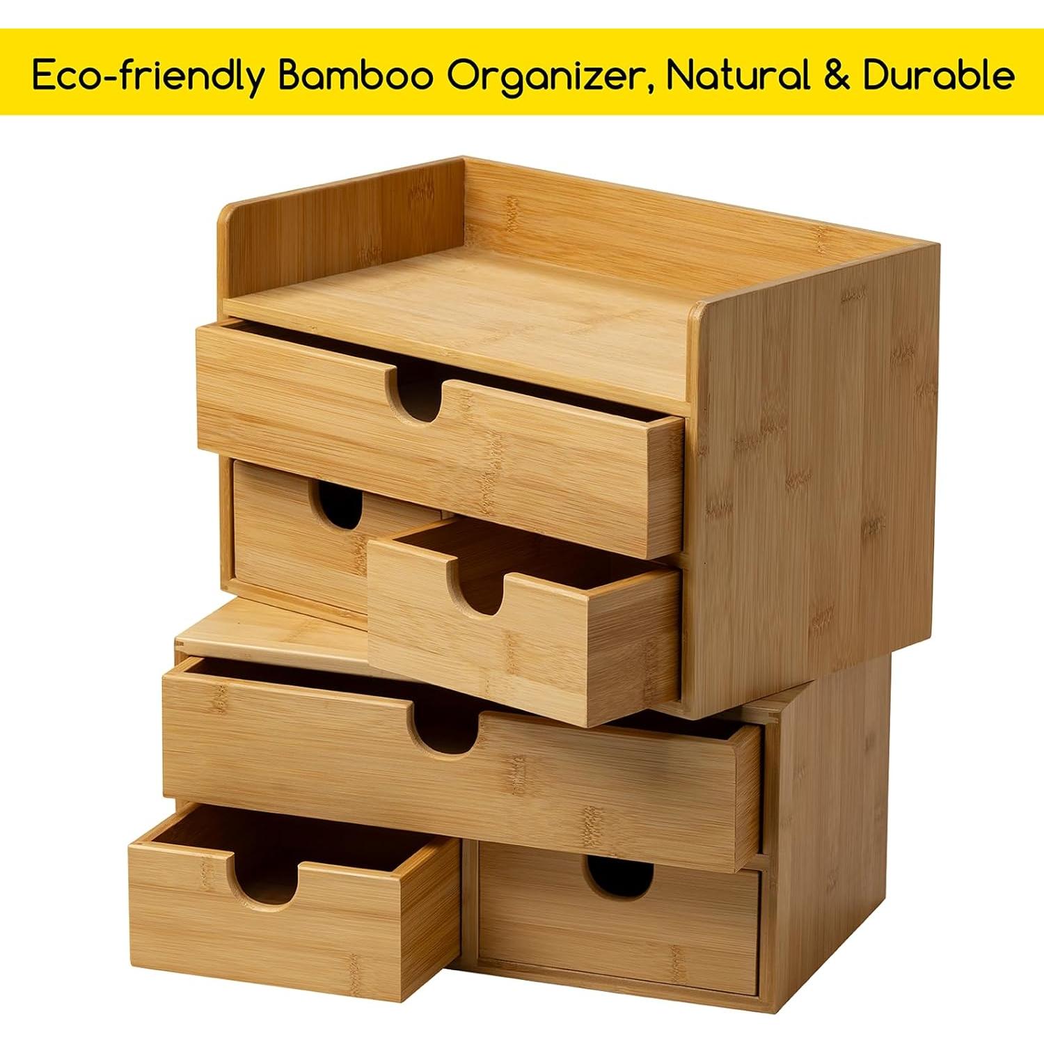 Organizador de Escritorio de Bambú MEEDEN con 3 Cajones
