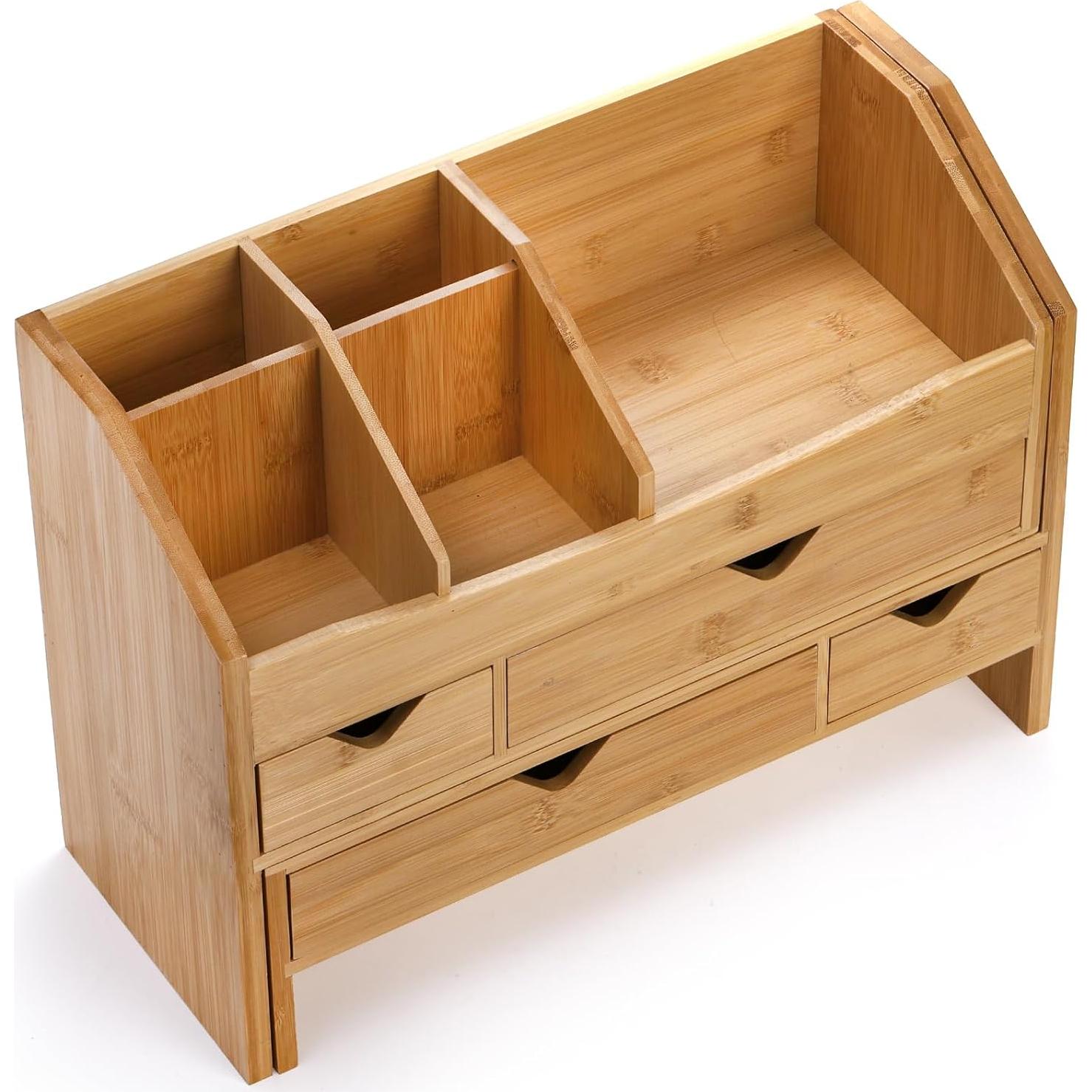 Organizador de Escritorio de Bambú Lawei con 4 Cajones